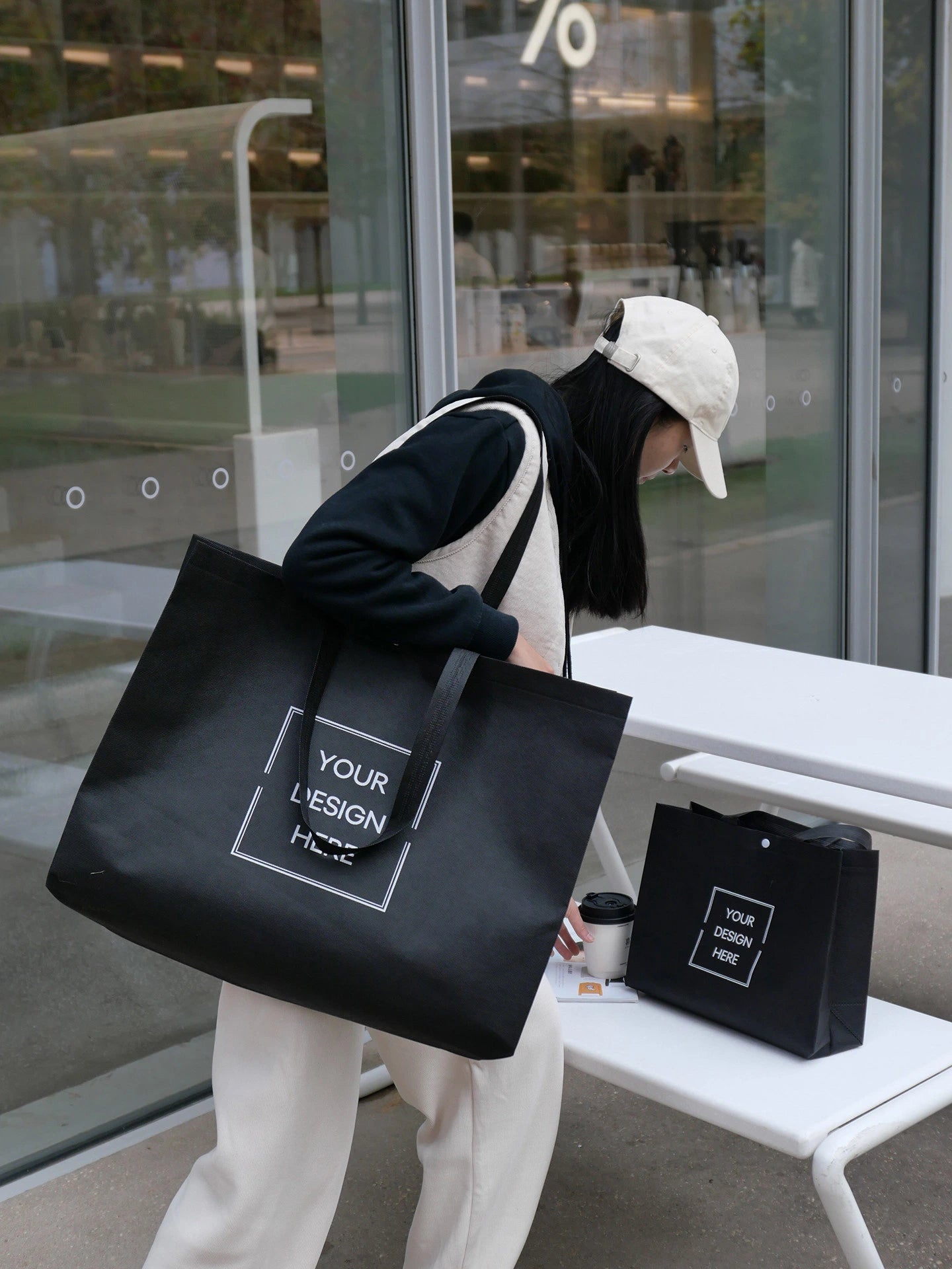 7-Style Gusseted Non-Woven Retail Tote Bags product view 3