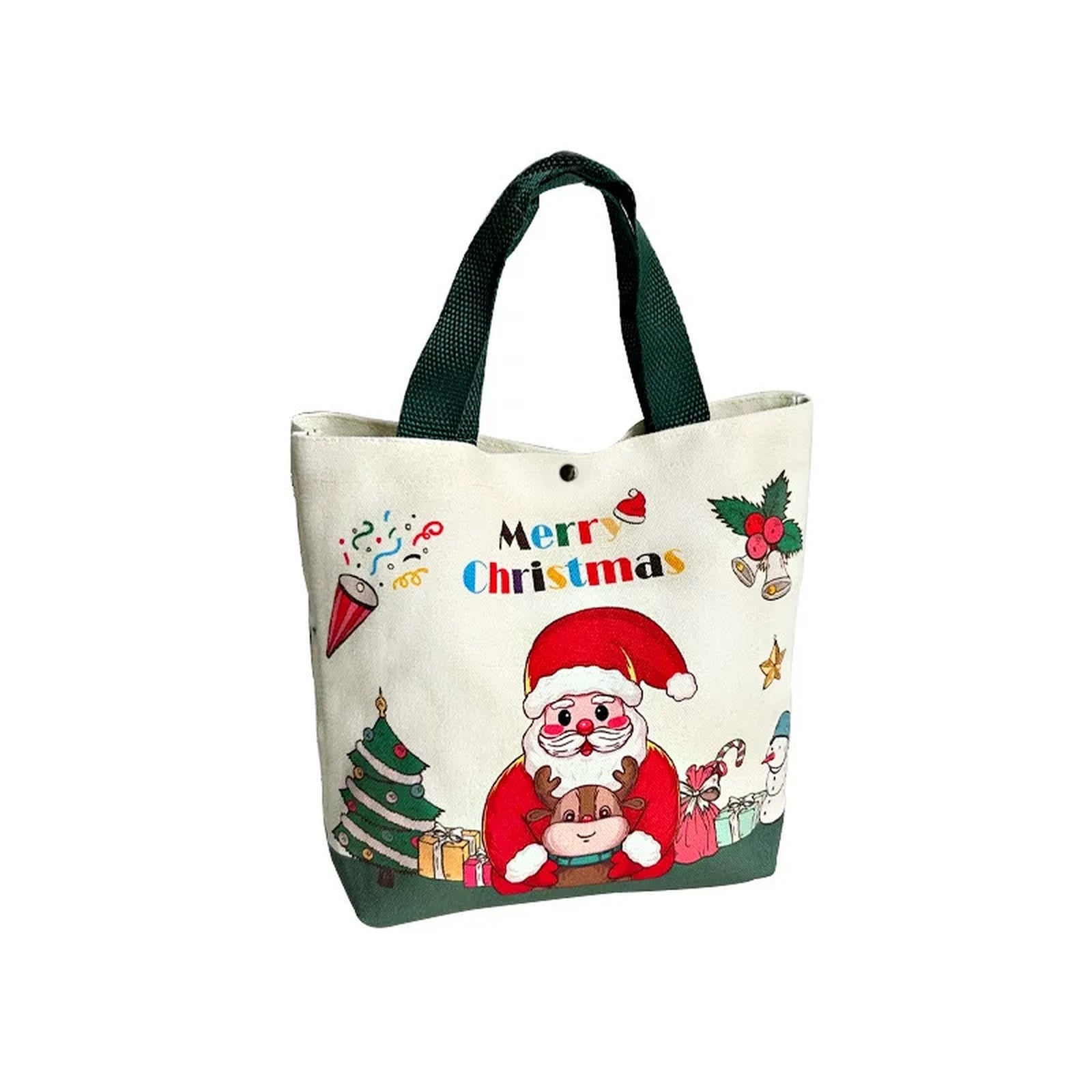 Canvas Christmas Gift Bags with Carry Handles – Green