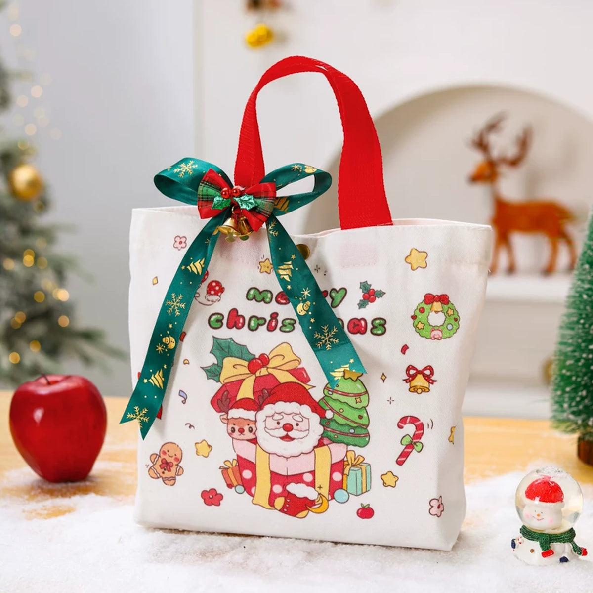 Canvas Christmas Gift Bags with Optional Accessories – Red – Bag with Accessories