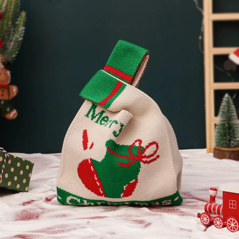 Christmas Canvas and Knitted Gift Bags with Carry Handles – variant 41001471110