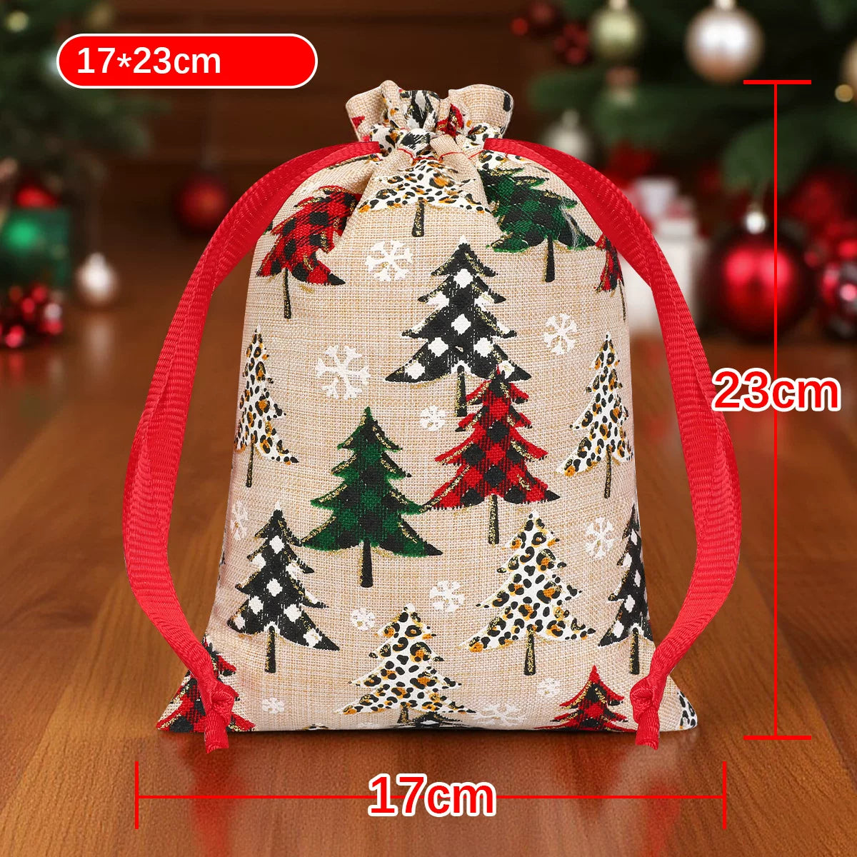 Burlap Christmas Tree Drawstring Gift Bags – variant 41732197178