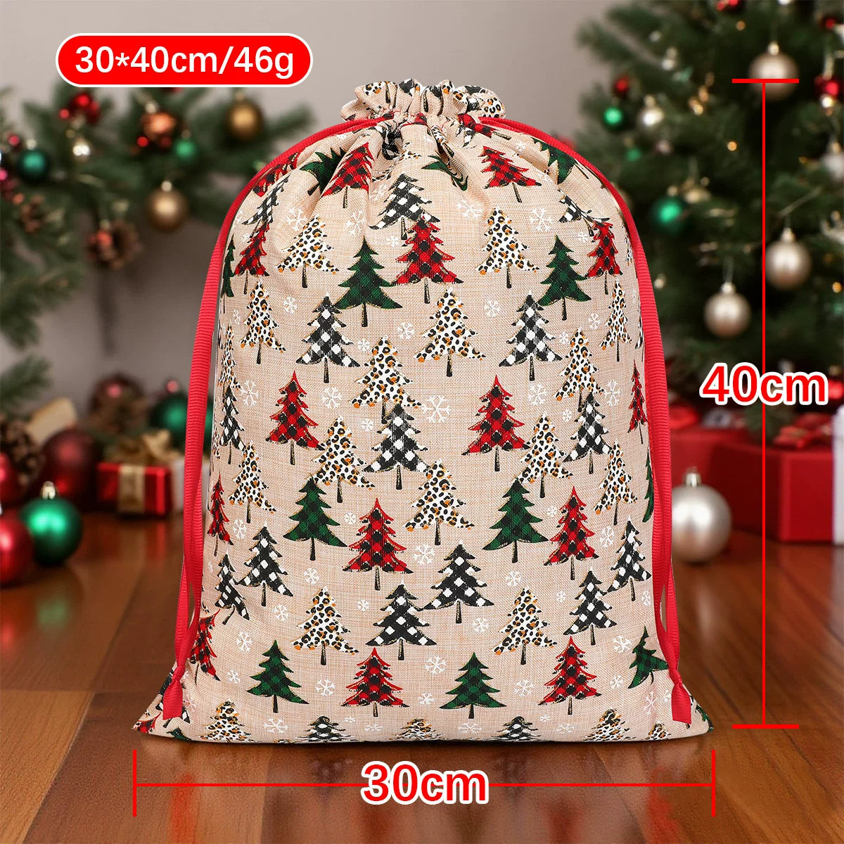 Burlap Christmas Tree Drawstring Gift Bags – variant 41732197177