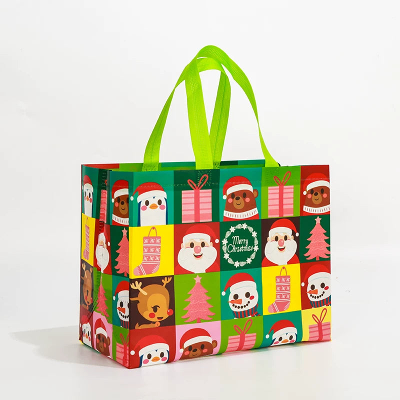 A3 laminated non-woven Christmas tote bag with webbing handles