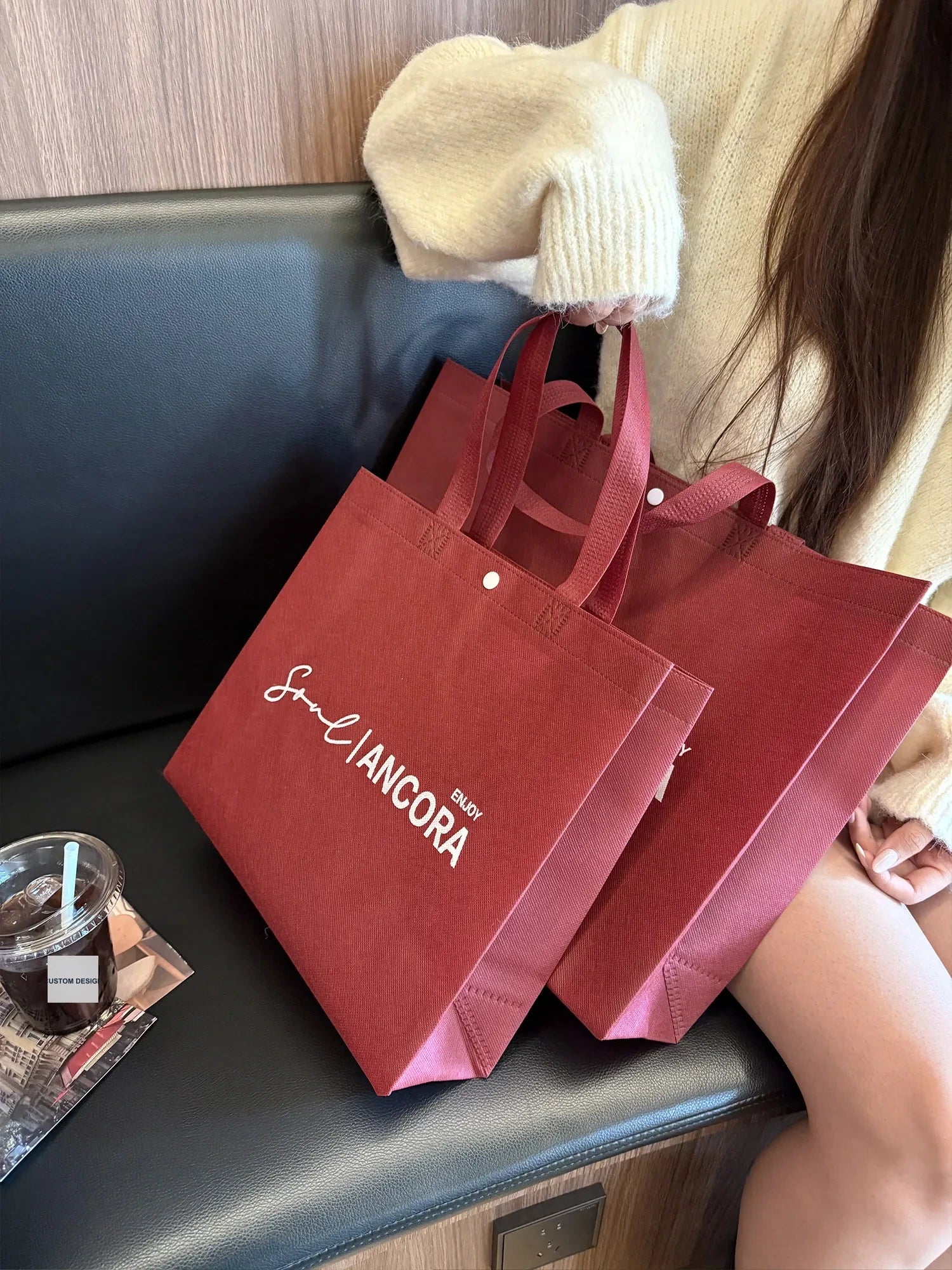Ancora-Red Non-Woven Tote Bags — 17 Styles product view 4