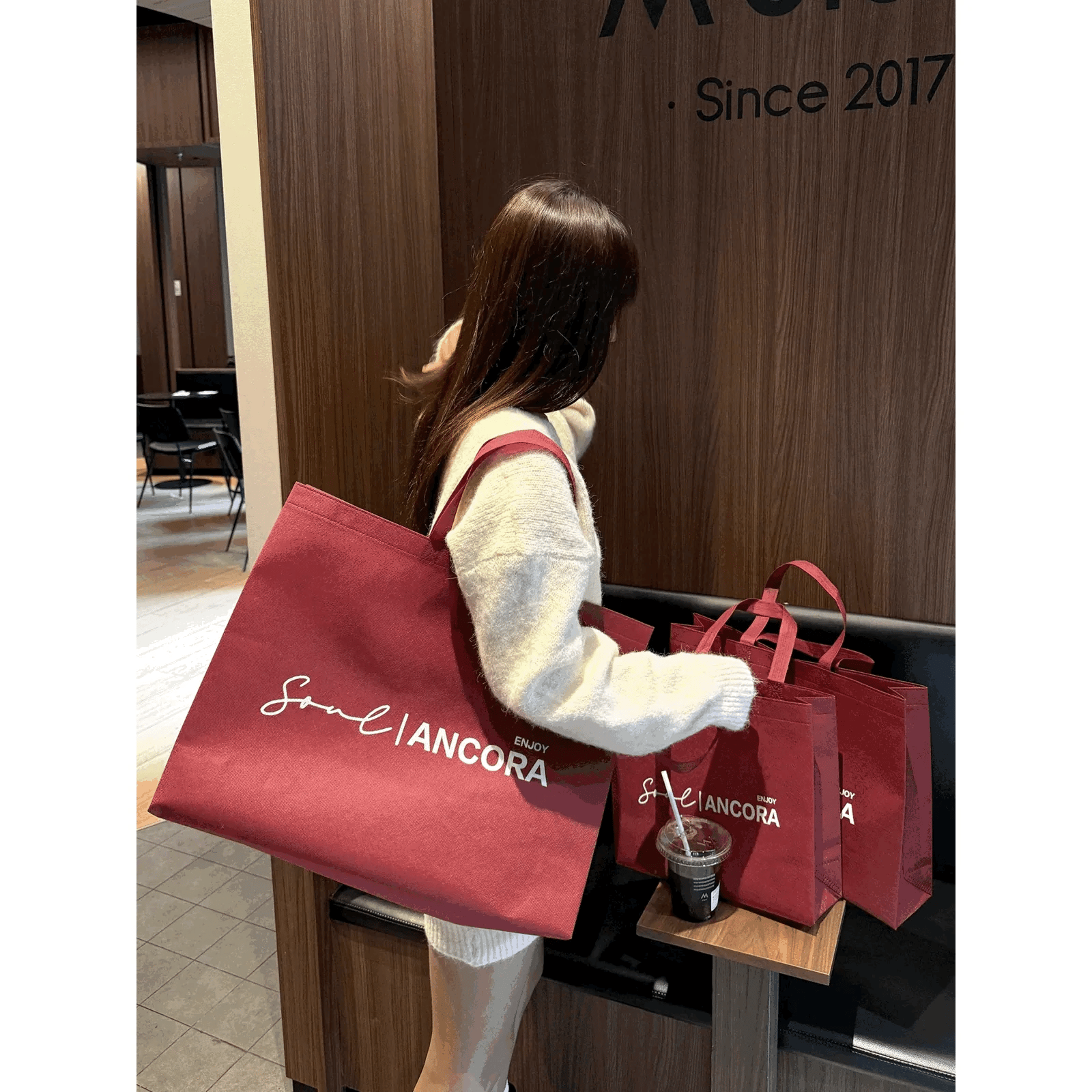 Ancora-Red Non-Woven Tote Bags — 17 Styles animated product view 1