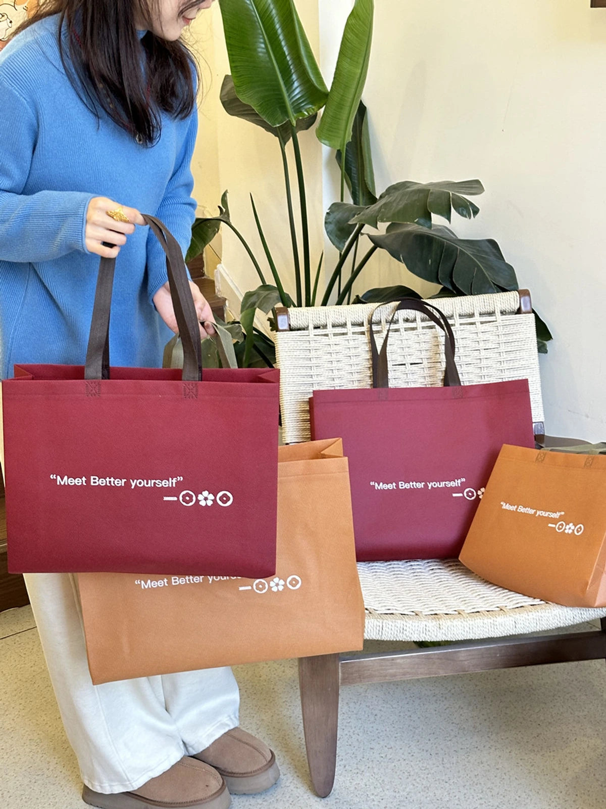Ancora Red Non-Woven Tote Bags — 4 Styles product view 3
