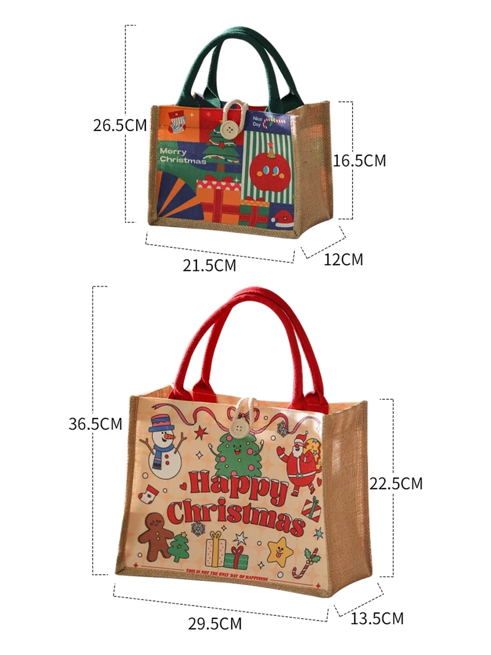 Assorted Christmas Fabric Gift Bags with Handles – product view