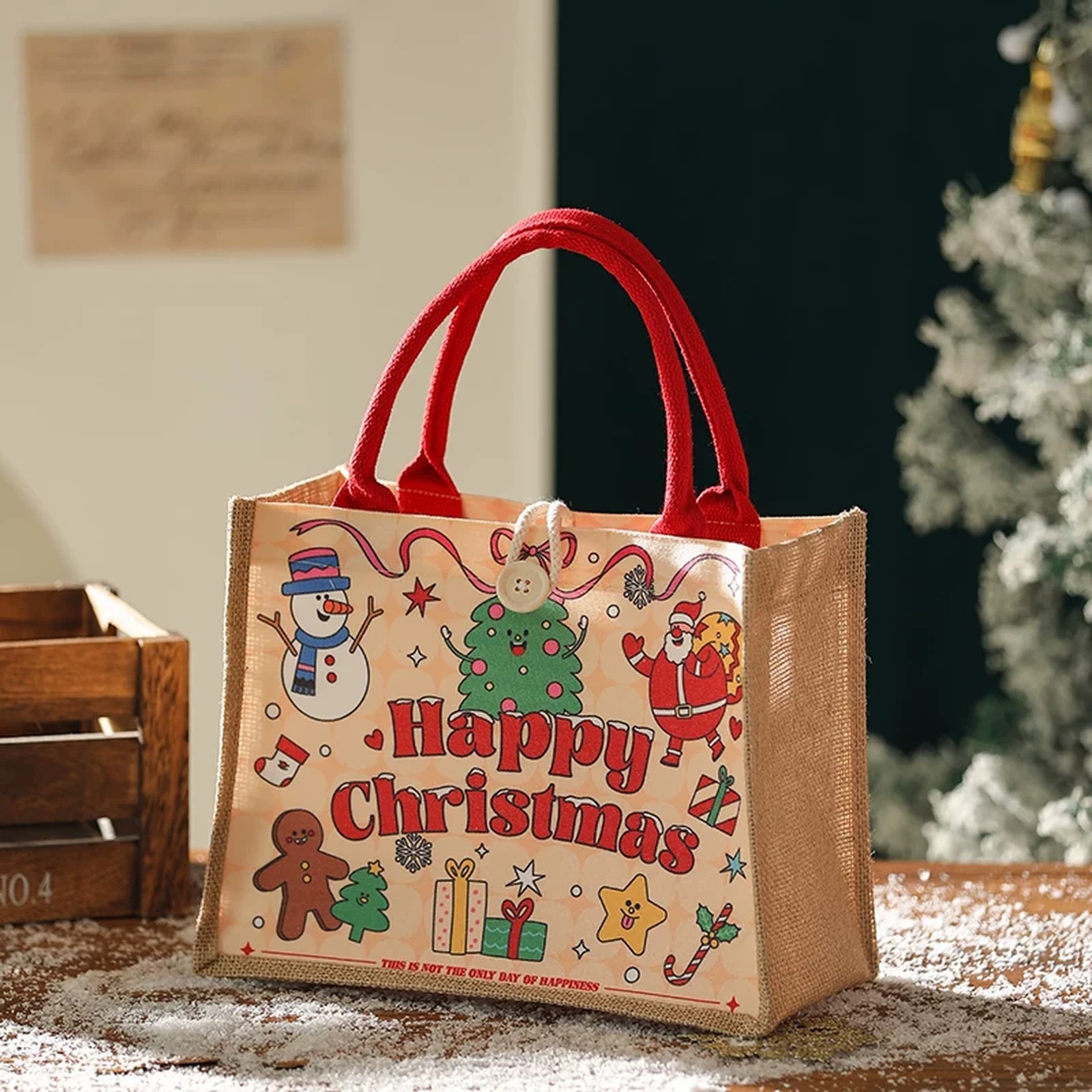 Assorted Christmas Fabric Gift Bags with Handles – ready-stock option