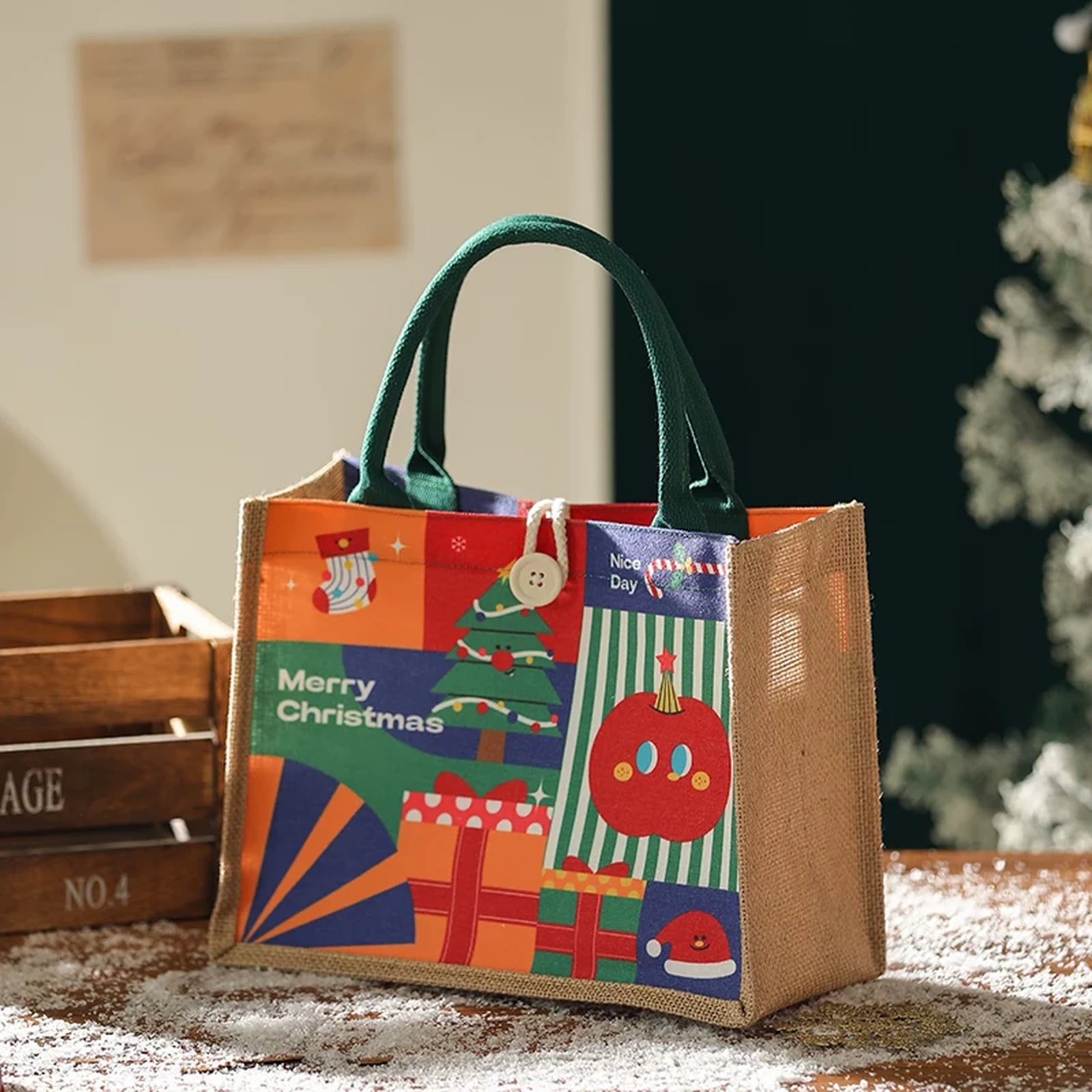 Assorted Christmas Fabric Gift Bags with Handles – ready-stock option