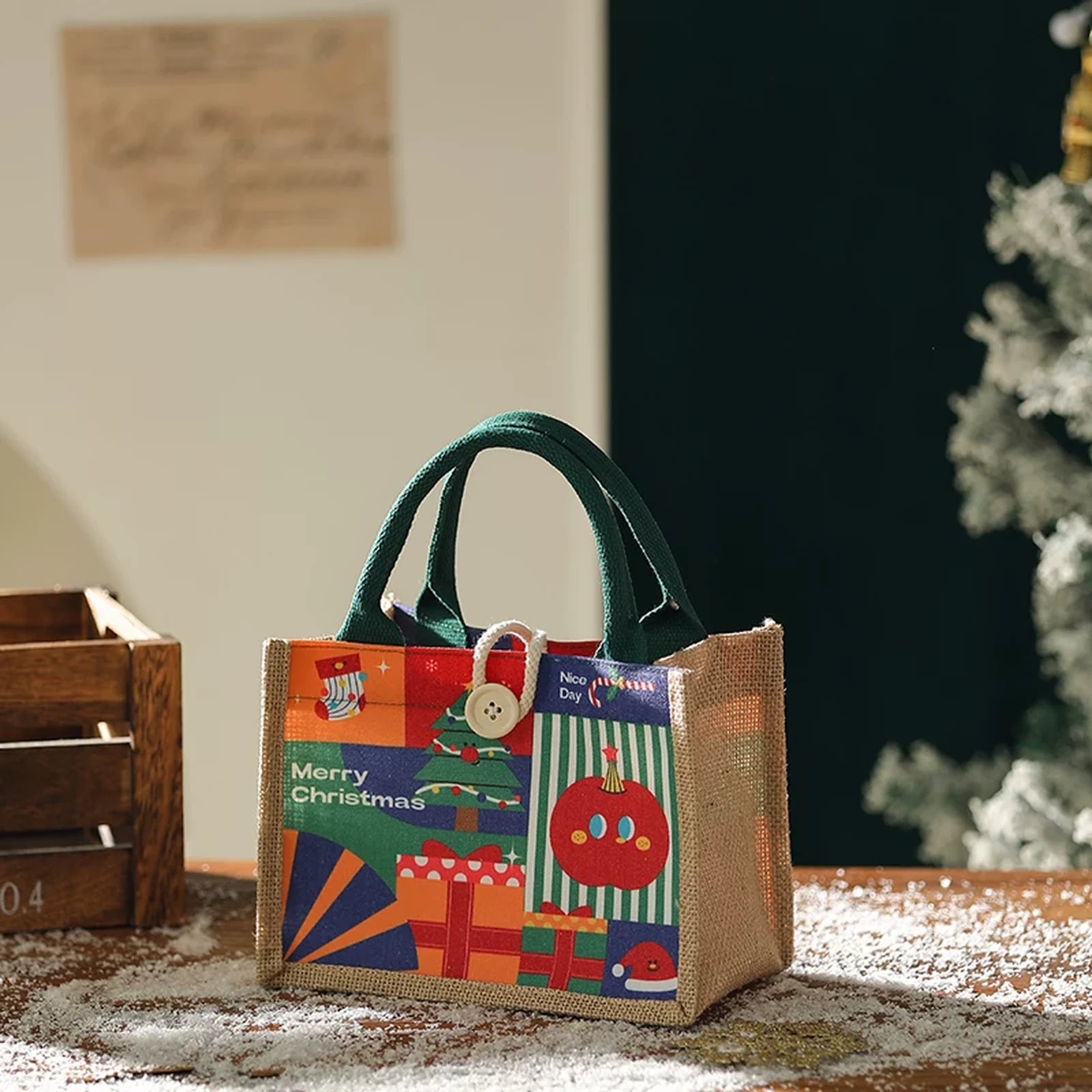 Assorted Christmas Fabric Gift Bags with Handles – ready-stock option