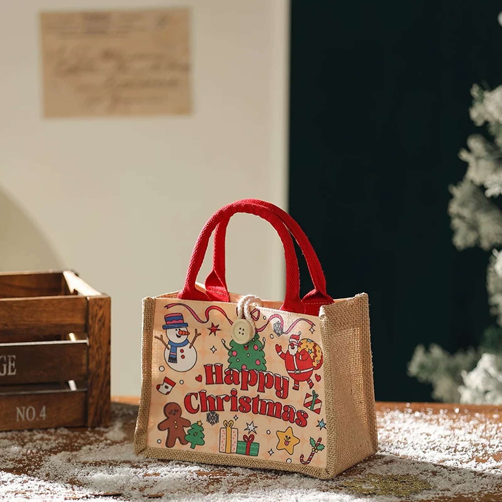 Assorted Christmas Fabric Gift Bags with Handles – ready-stock option