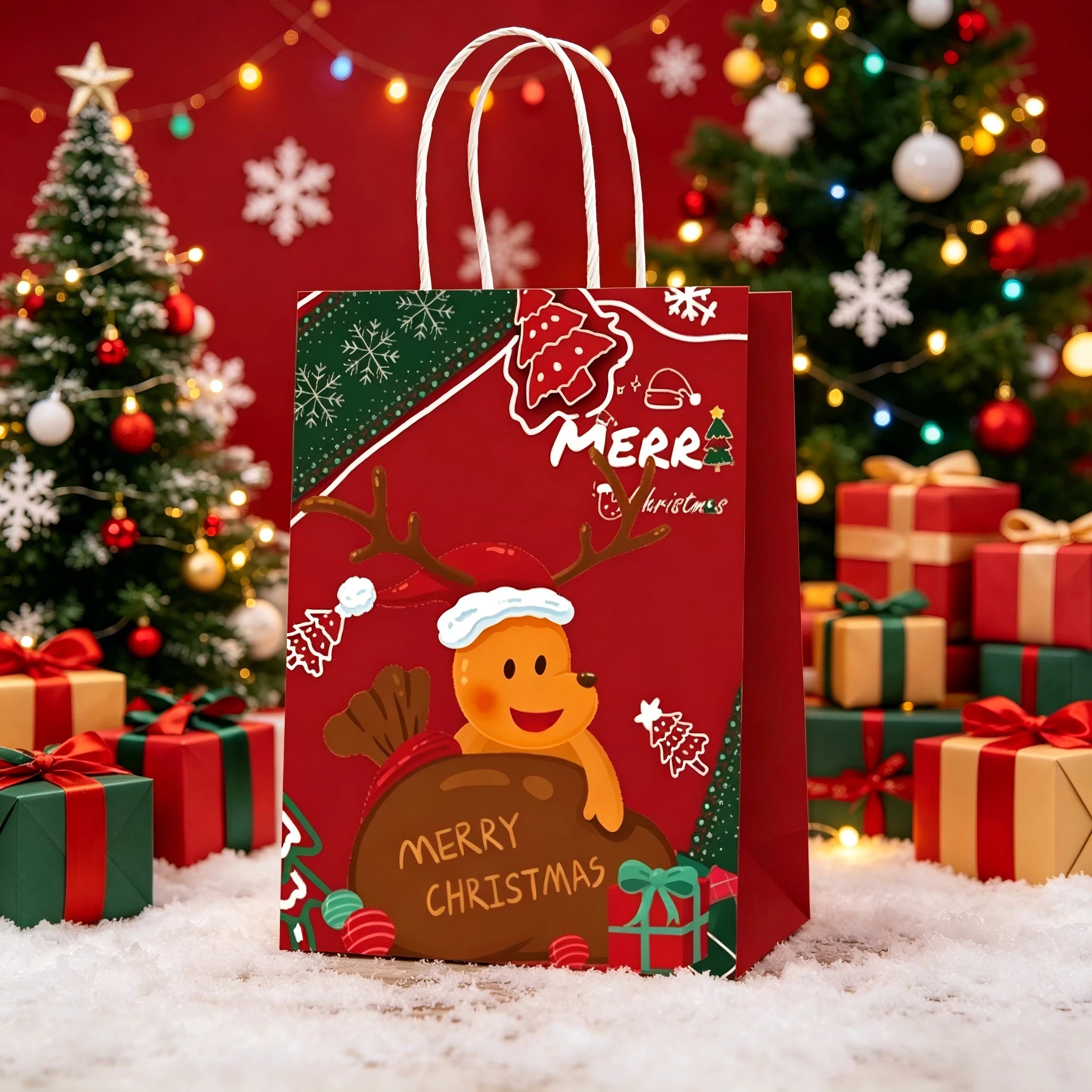 Assorted Christmas Paper Gift Bags with Rope Handles – selected option 14083450831
