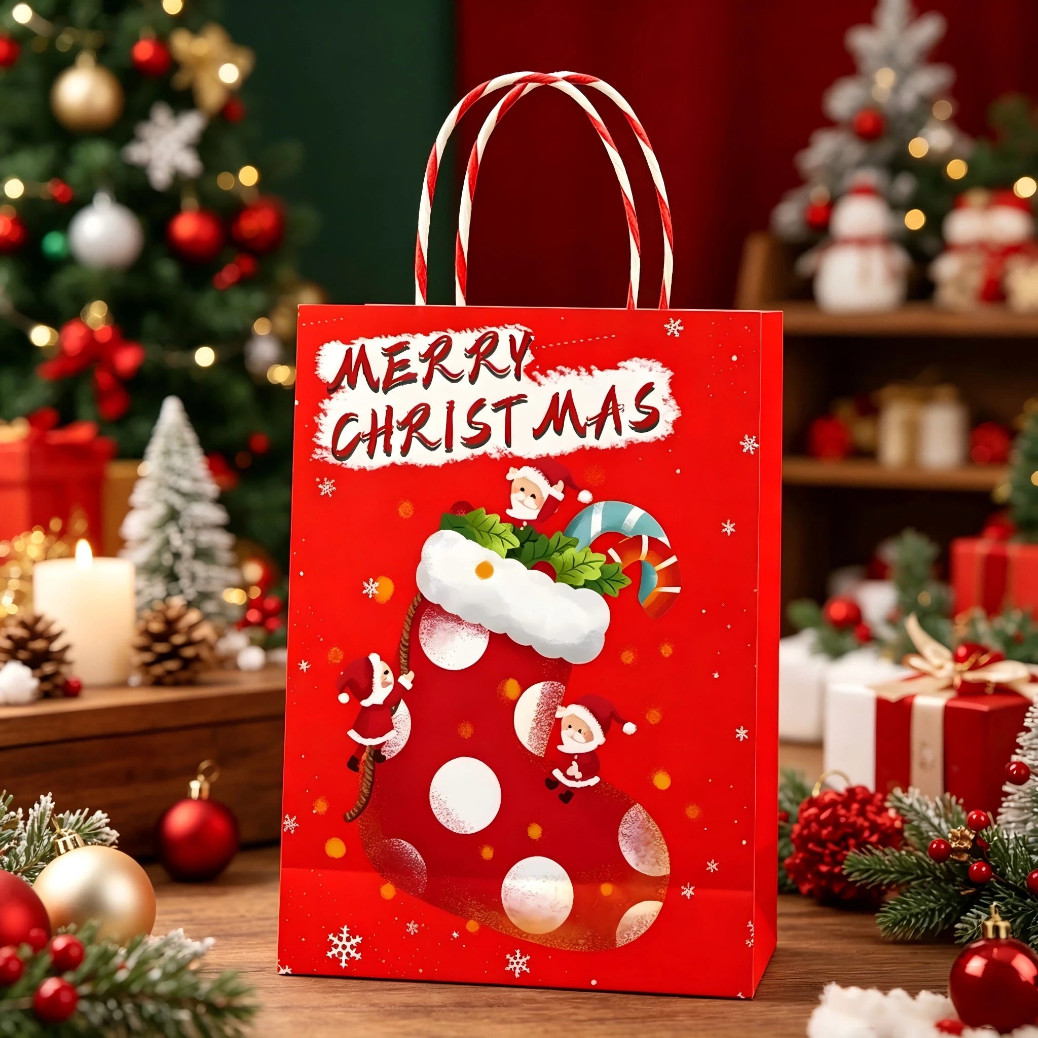 Assorted Christmas Paper Gift Bags with Rope Handles – selected option 1428595410