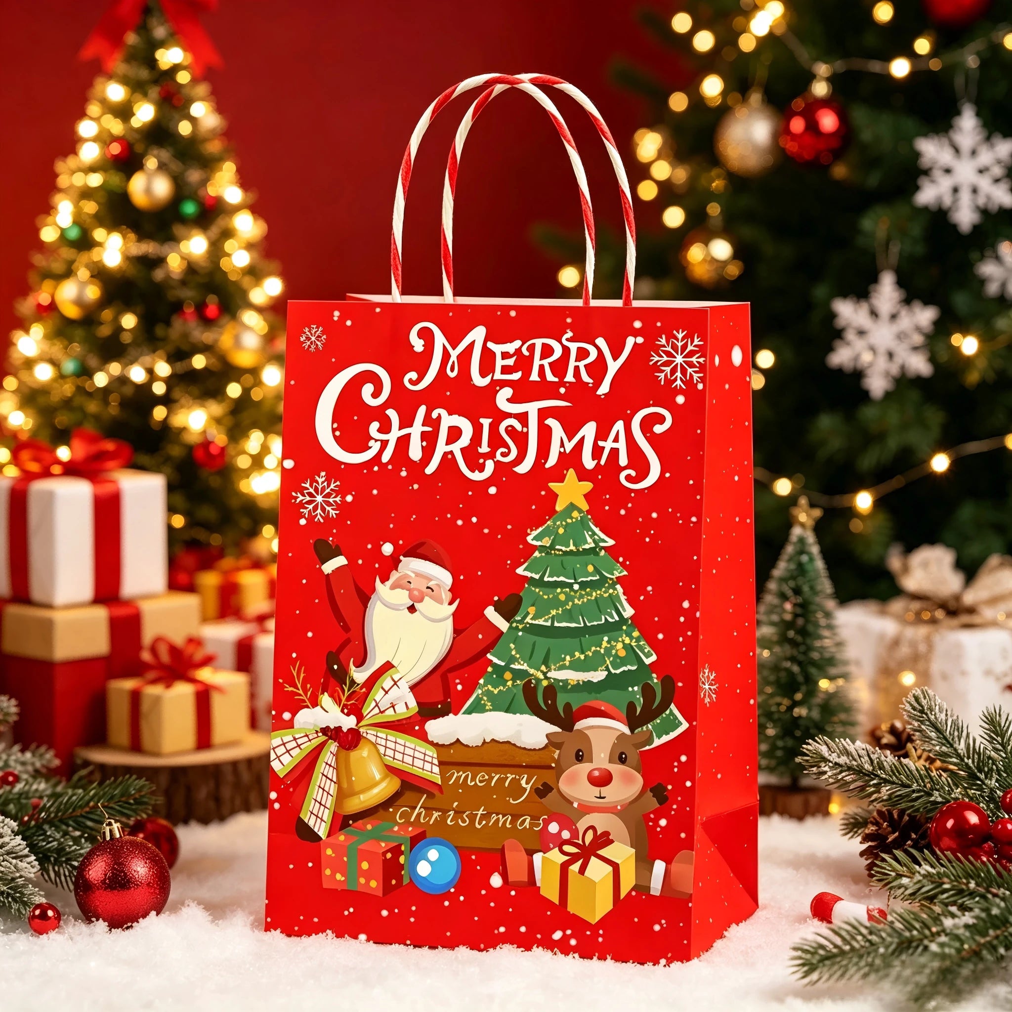 Assorted Christmas Paper Gift Bags with Rope Handles – selected option 1428595411