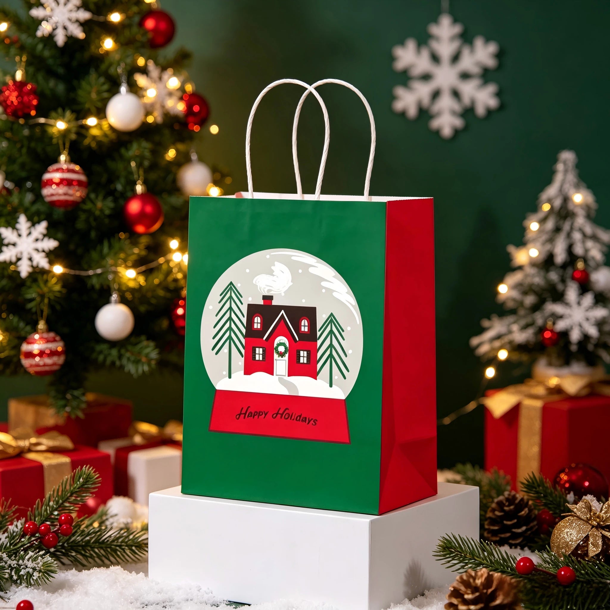 Assorted Christmas Paper Gift Bags with Rope Handles – selected option 1620316245