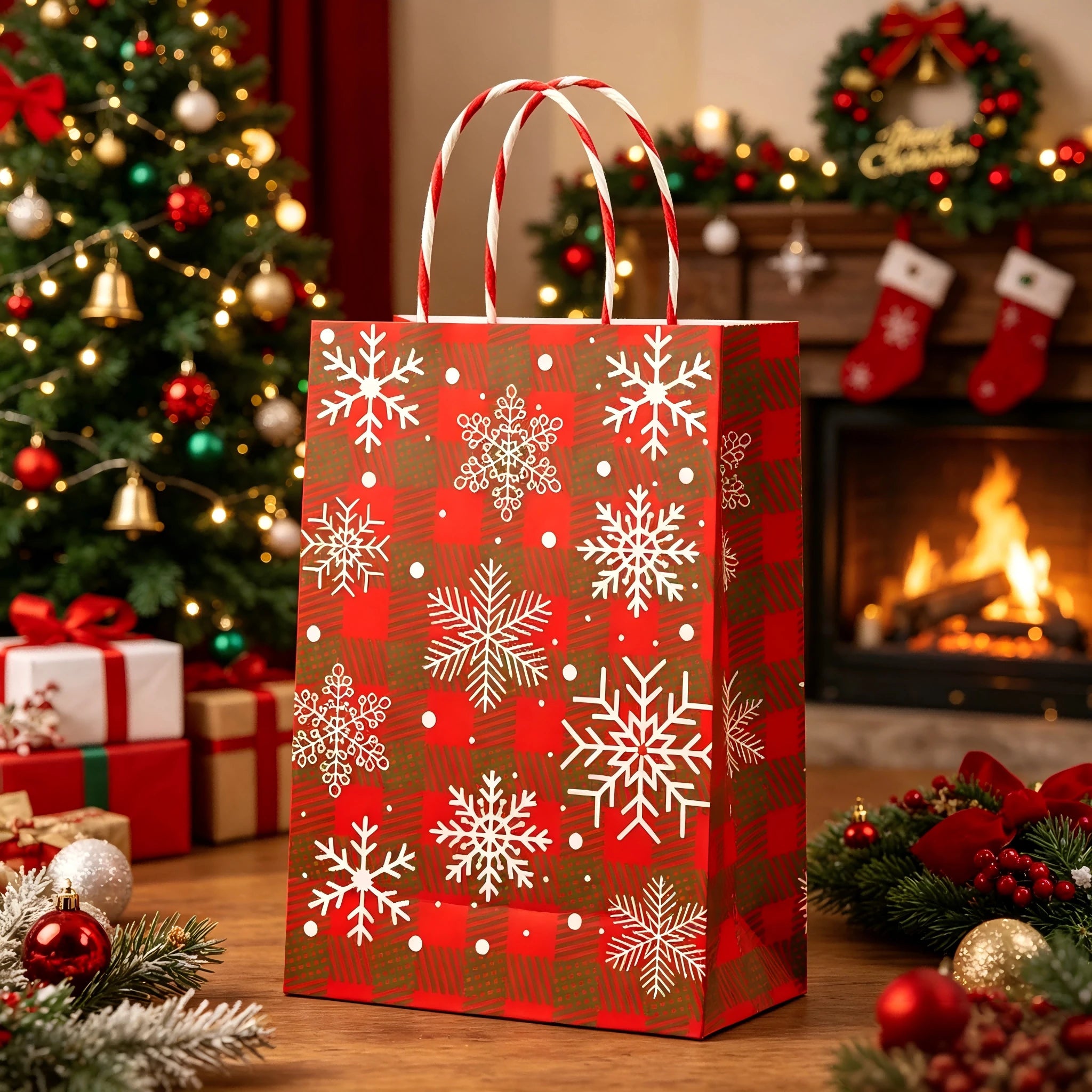 Assorted Christmas Paper Gift Bags with Rope Handles – selected option 1980752418