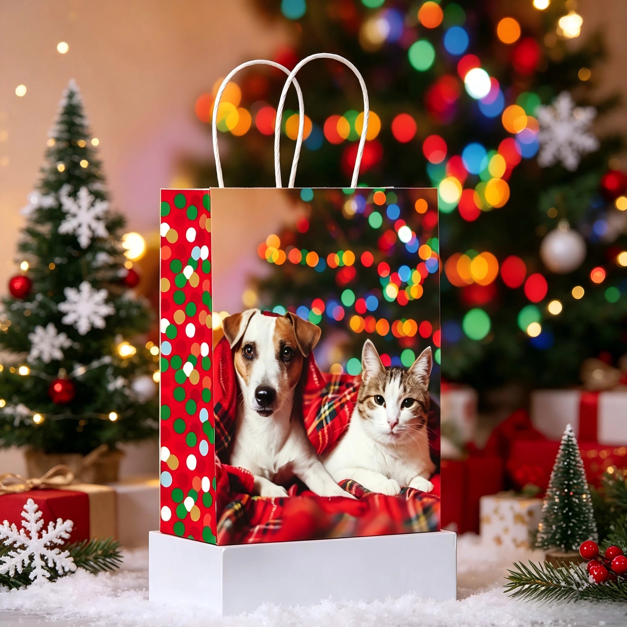 Assorted Christmas Paper Gift Bags with Rope Handles – selected option 2268093784