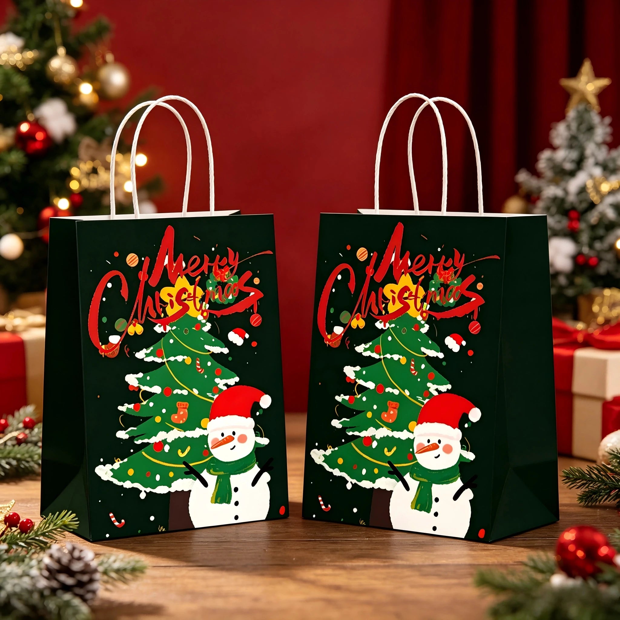 Assorted Christmas Paper Gift Bags with Rope Handles – selected option 8384599092