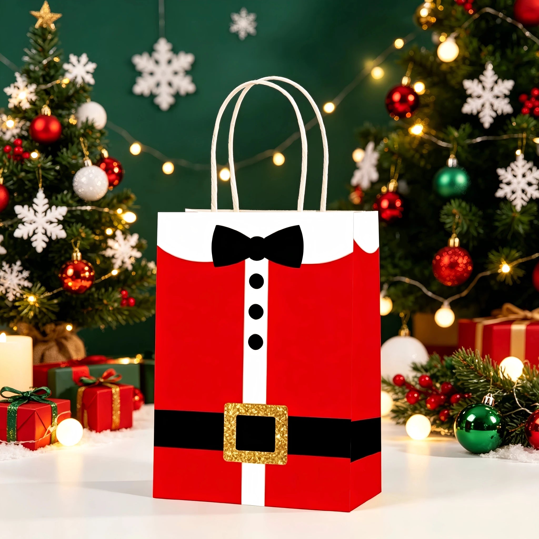 Assorted Christmas Paper Gift Bags with Rope Handles – selected option 8384599098
