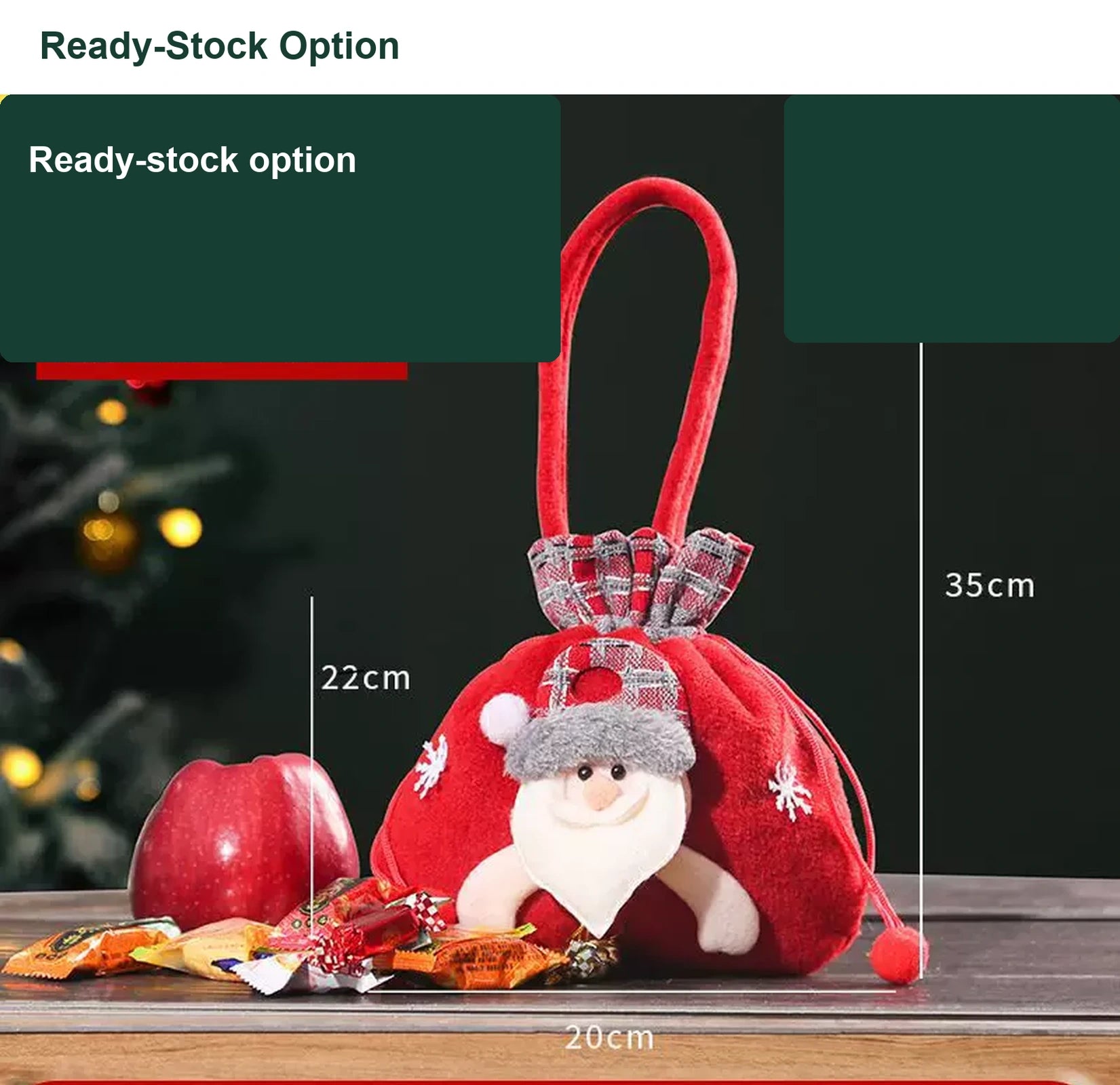 Assorted Fabric Christmas Apple Gift Bags with Handles – option 1