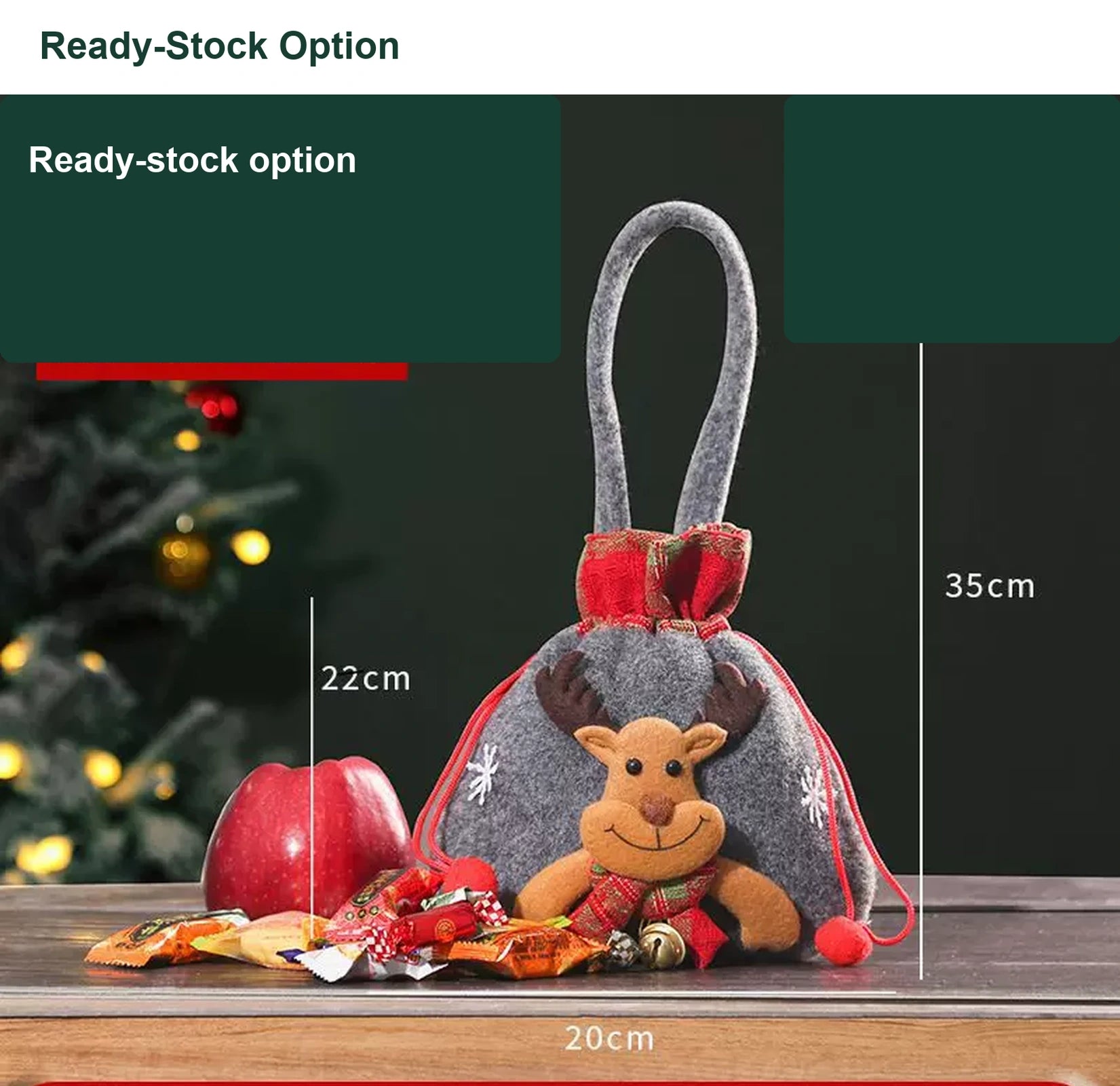 Assorted Fabric Christmas Apple Gift Bags with Handles – option 2