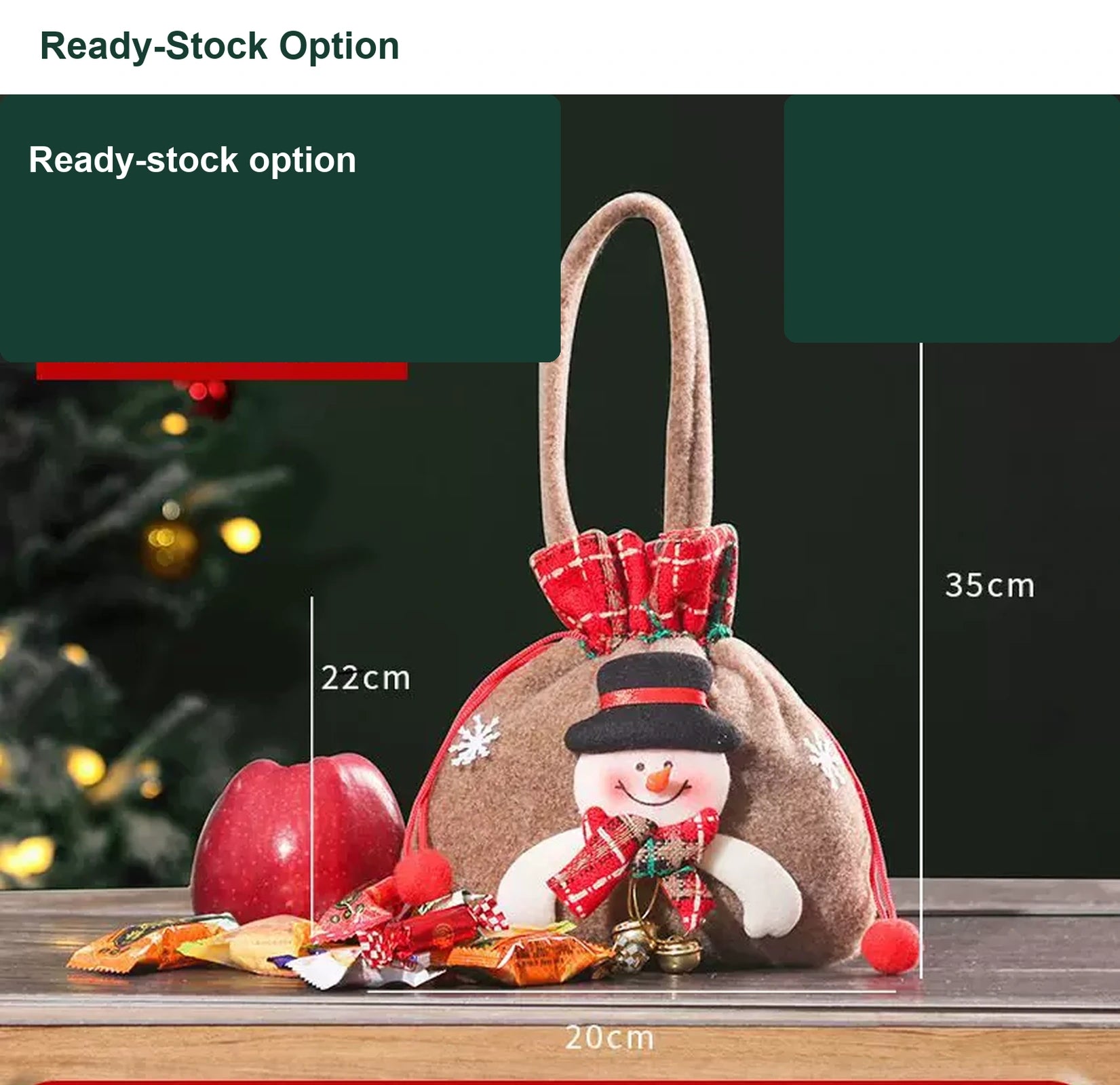 Assorted Fabric Christmas Apple Gift Bags with Handles – option 3