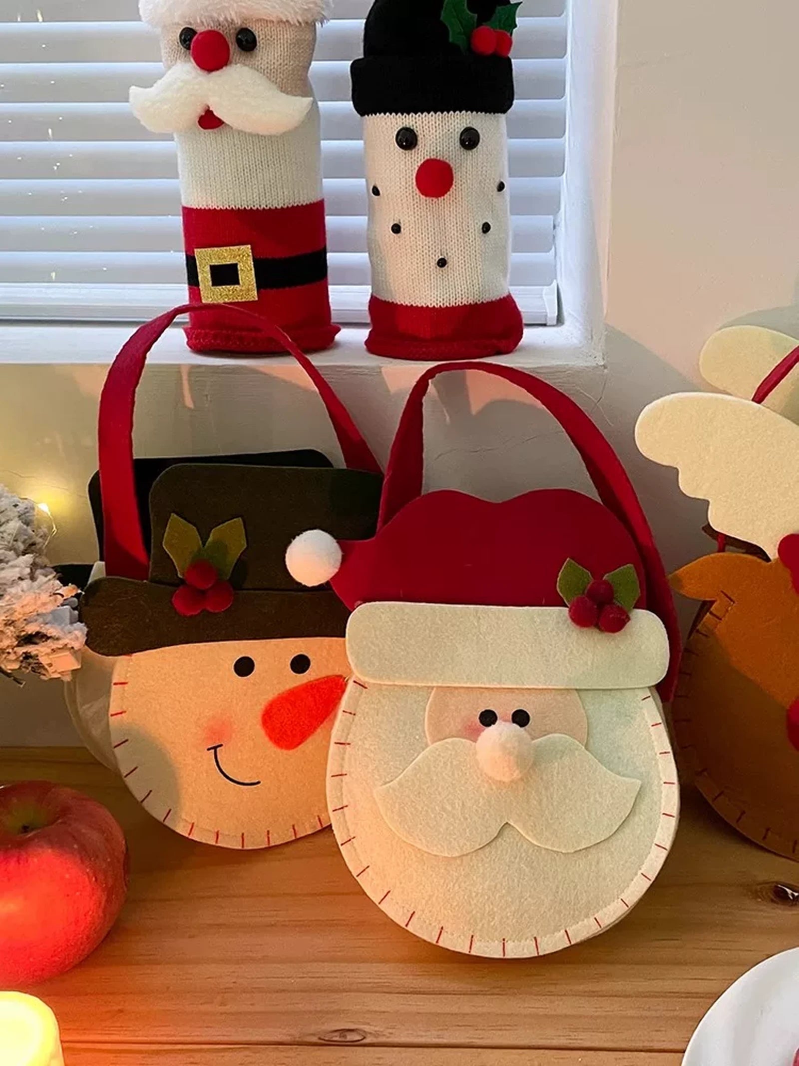 Assorted Felt and Knitted Christmas Apple Gift Bags – product view 01
