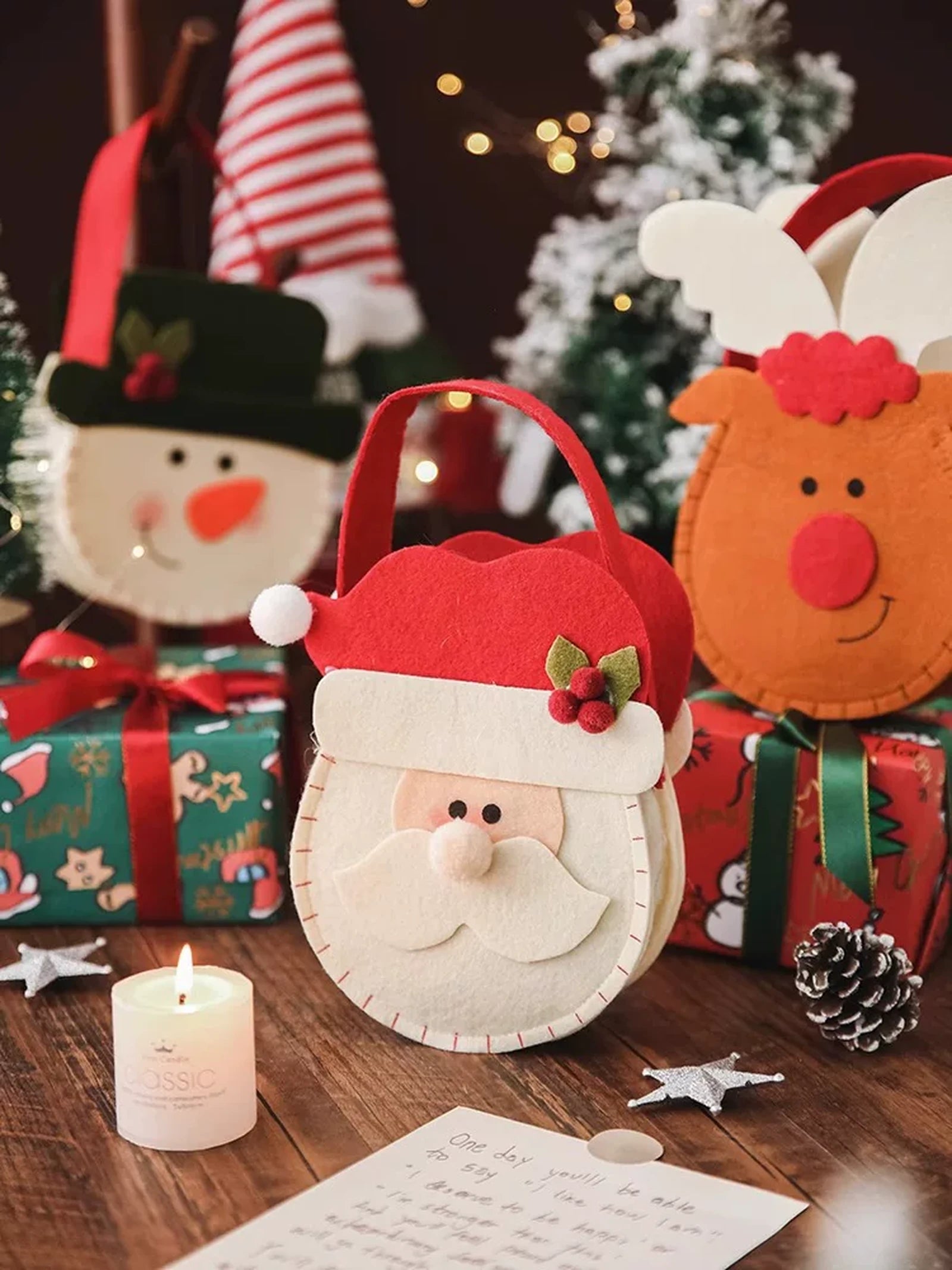 Assorted Felt and Knitted Christmas Apple Gift Bags – product view 02