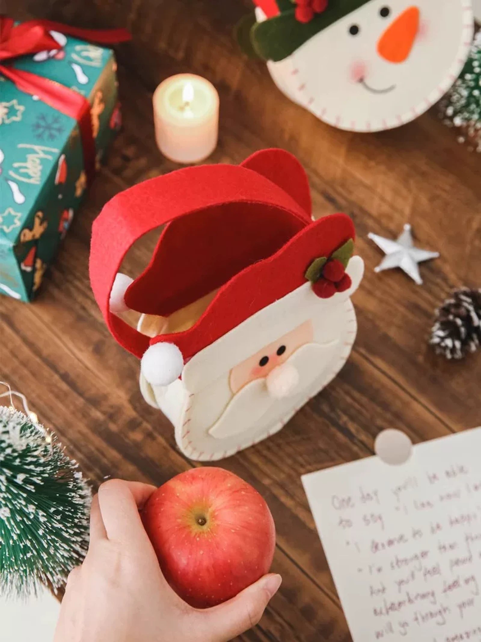 Assorted Felt and Knitted Christmas Apple Gift Bags – product view 03
