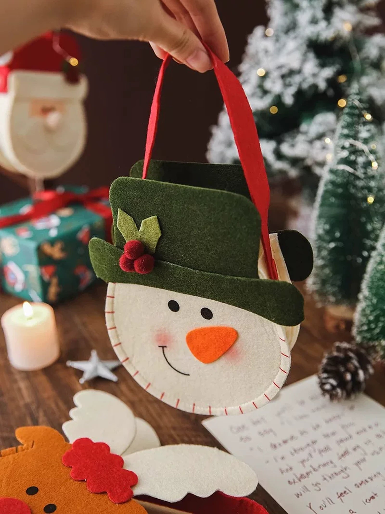 Assorted Felt and Knitted Christmas Apple Gift Bags – product view 04