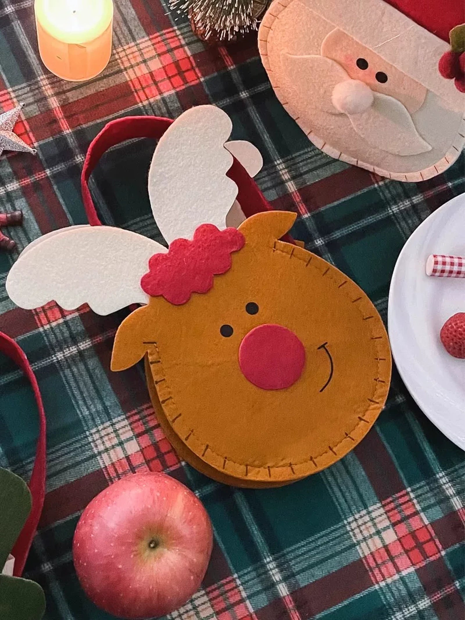 Assorted Felt and Knitted Christmas Apple Gift Bags – product view 05