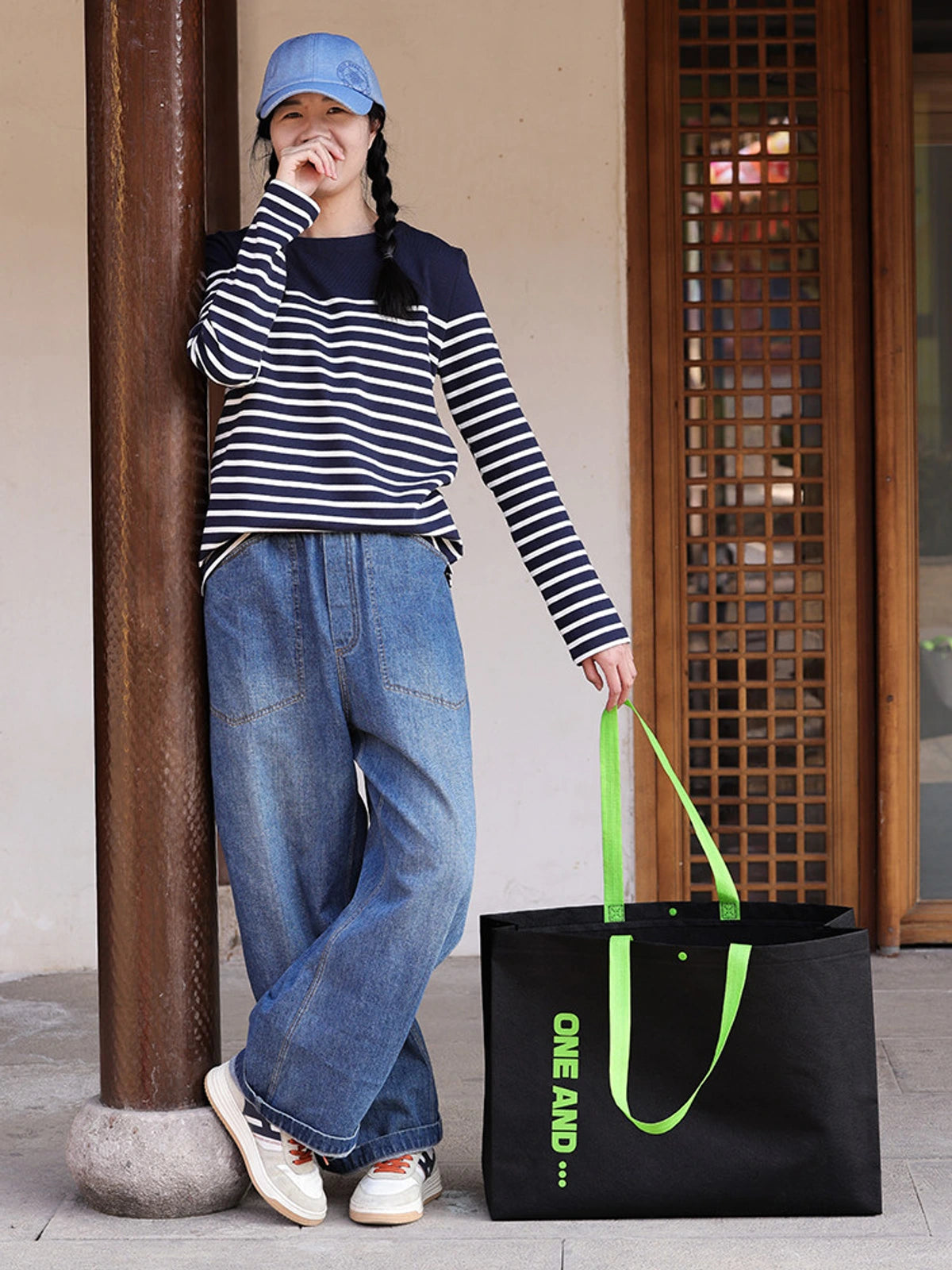 Black-Green Non-Woven Tote Bags — 8 Styles product view 2