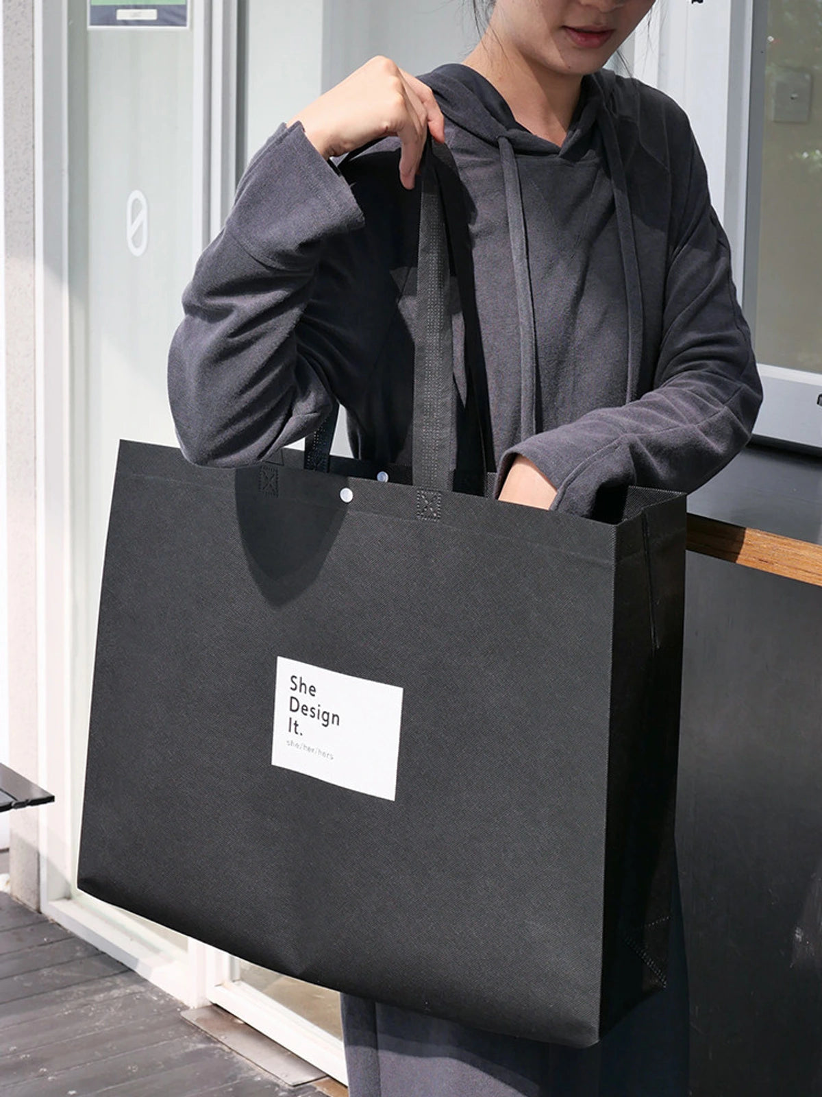 Black-Green Non-Woven Tote Bags — 8 Styles product view 4