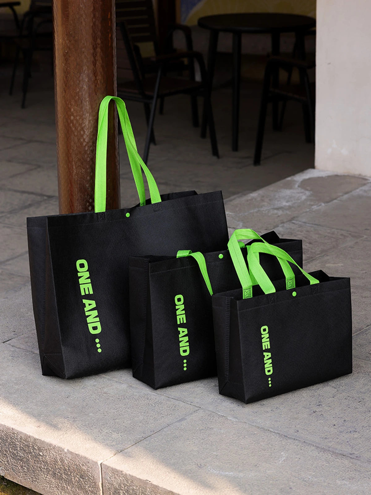 Black-Green Non-Woven Tote Bags — 8 Styles product view 5