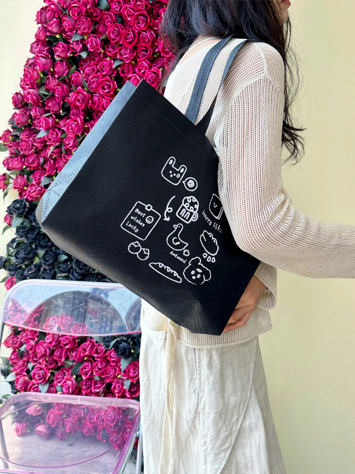 Black Non-Woven Tote Bags — 2 Styles product view 1