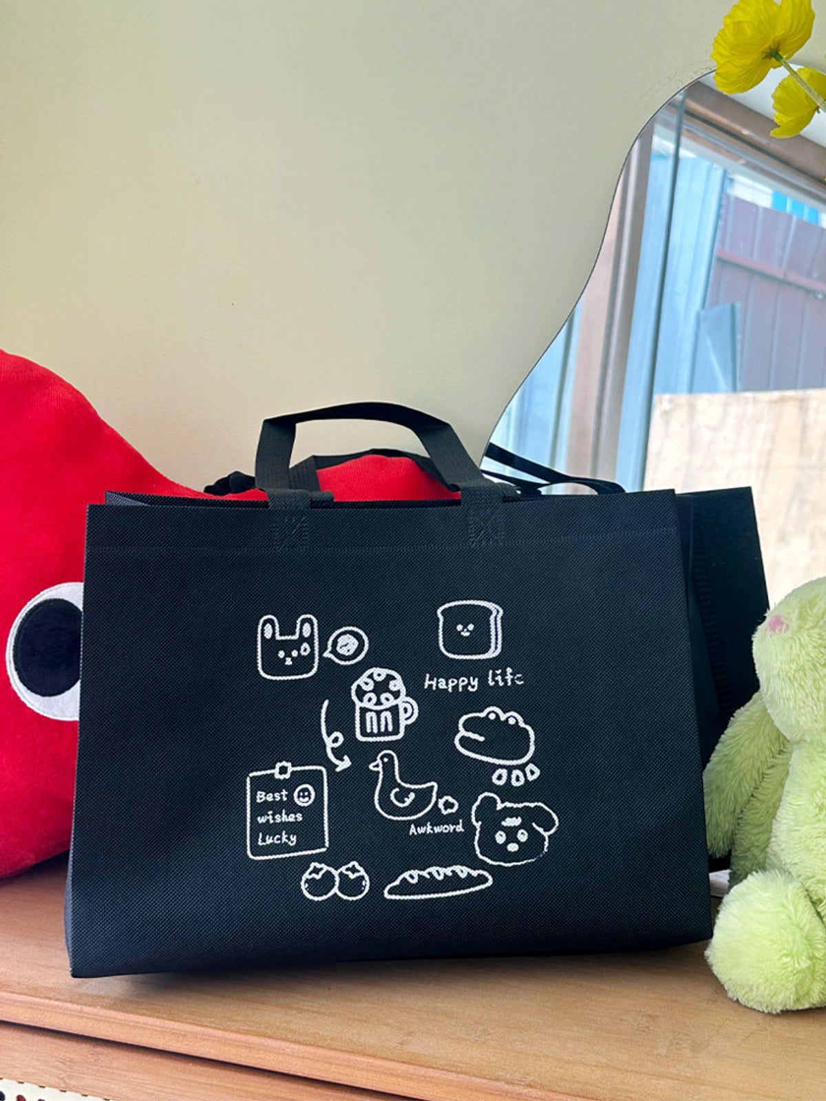 Black Non-Woven Tote Bags — 2 Styles product view 2