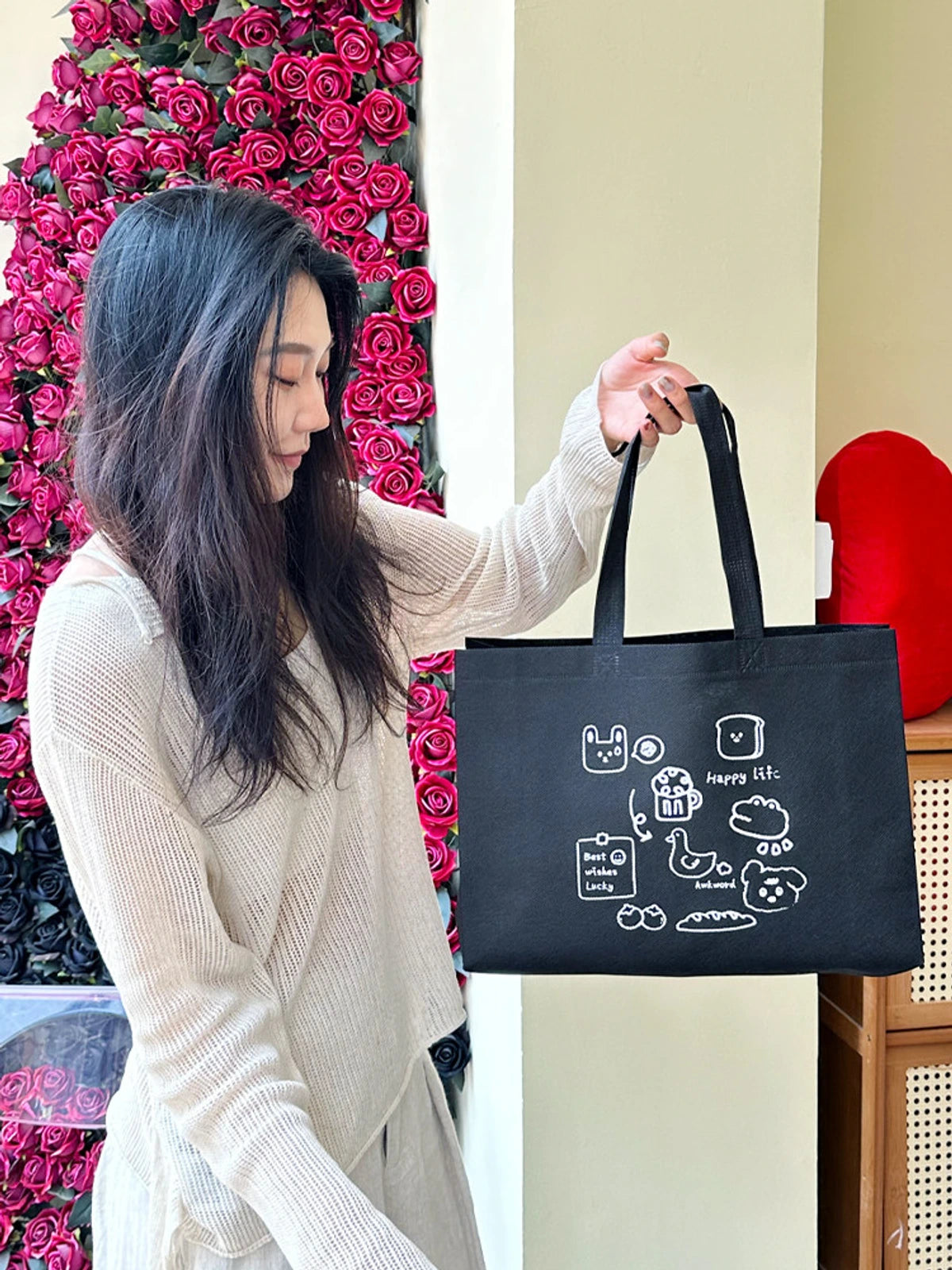 Black Non-Woven Tote Bags — 2 Styles product view 4