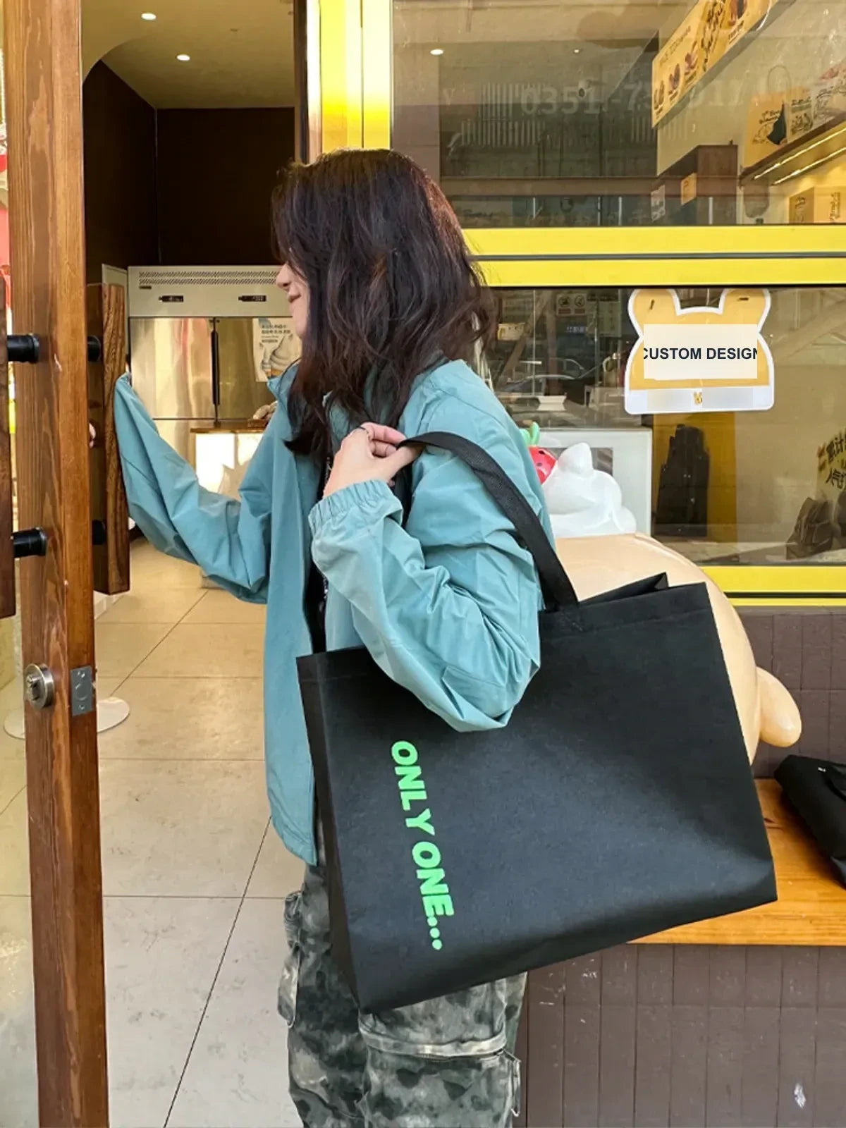 Black Non-Woven Tote Bags — 5 Styles product view 2
