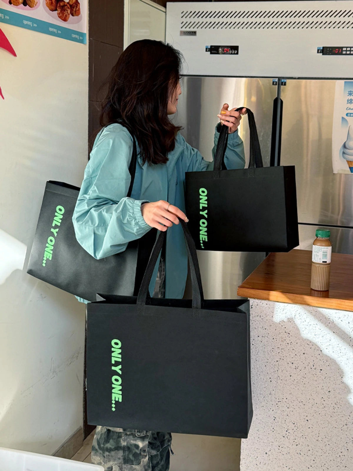 Black Non-Woven Tote Bags — 5 Styles product view 3