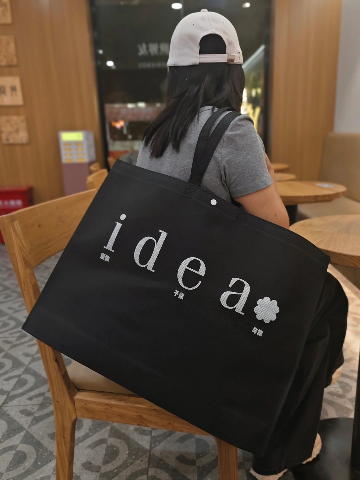 Black Non-Woven Tote Bags — Idea Print & Plain product view 1