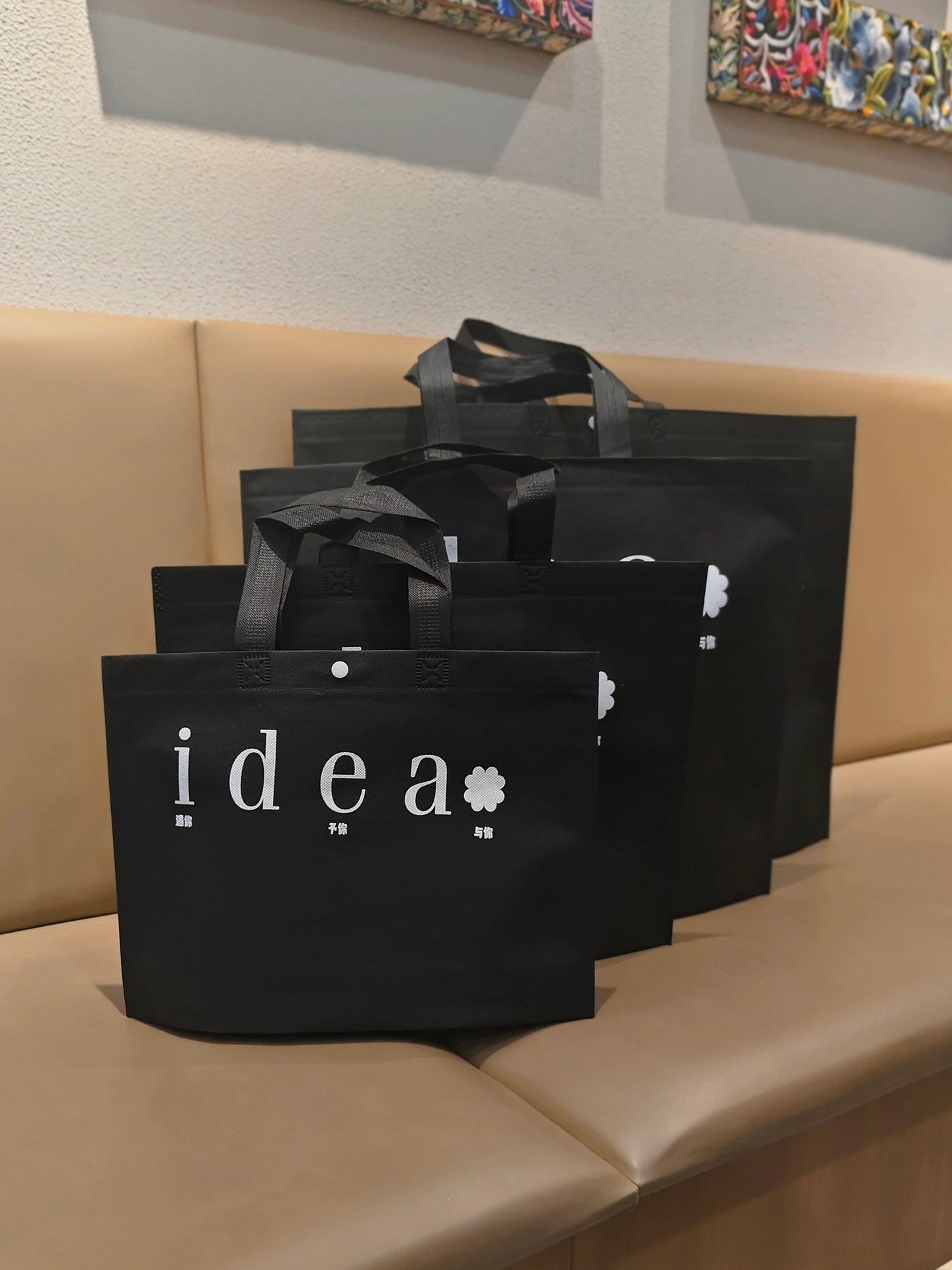 Black Non-Woven Tote Bags — Idea Print & Plain product view 3