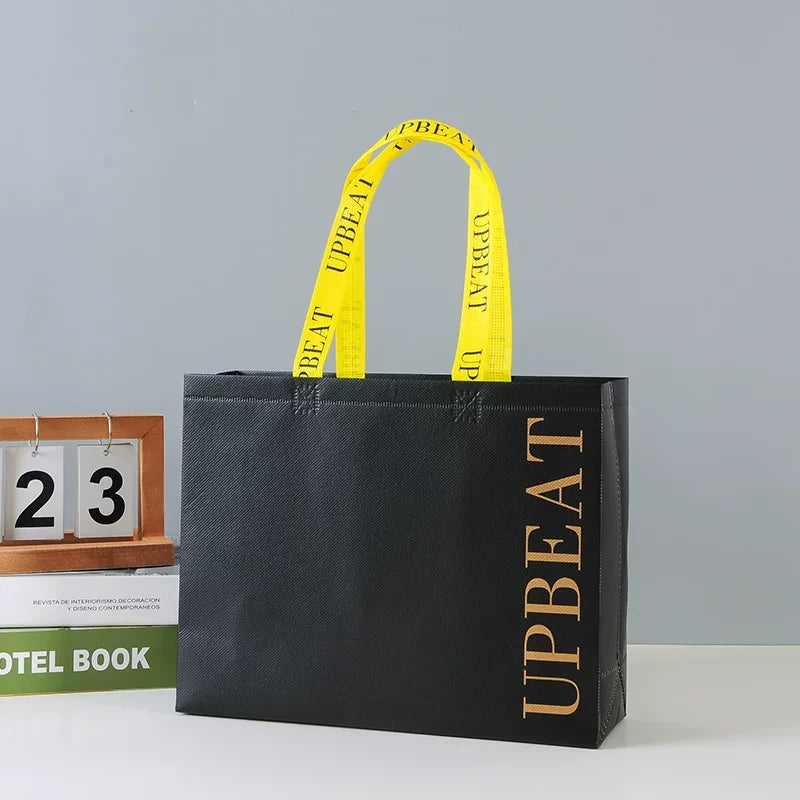 Black shoulder non-woven tote bag