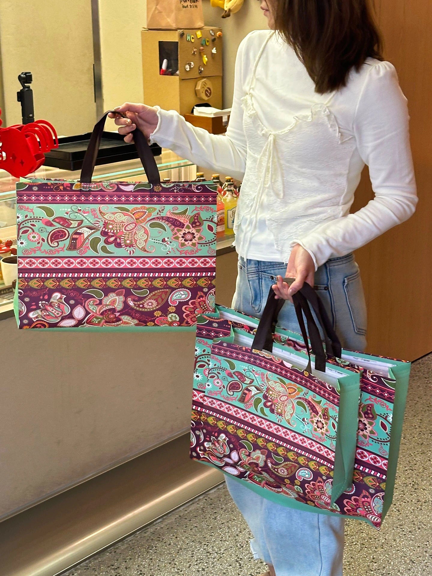 Bohemian Print Non-Woven Tote Bags — 2 Styles product view 3