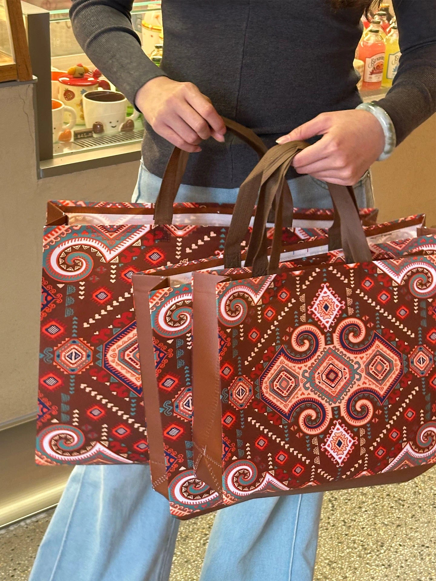 Bohemian Print Non-Woven Tote Bags — 2 Styles product view 4