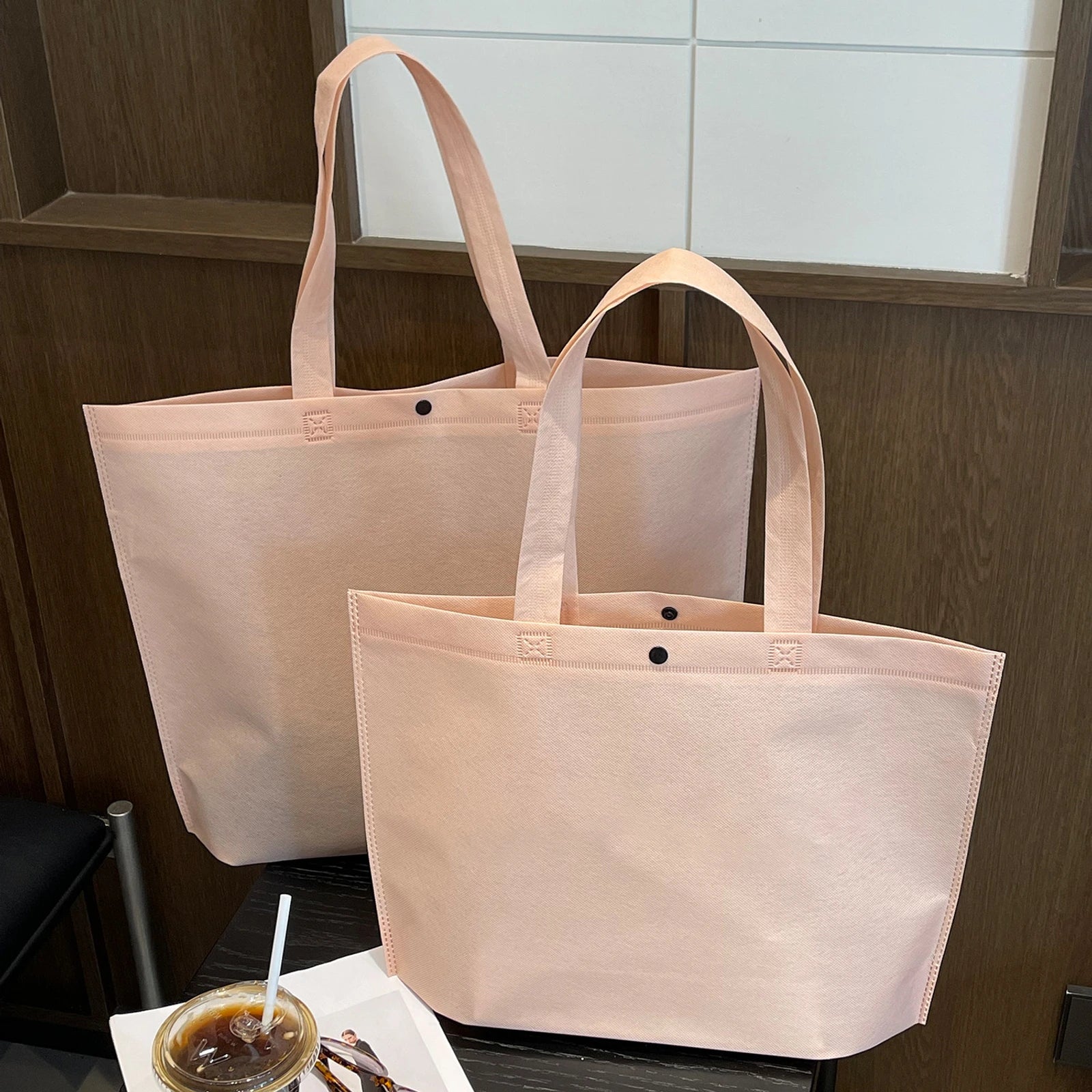 Boutique Non-Woven Garment Packaging Bags — 10 Styles — Light Pink Plain Tote