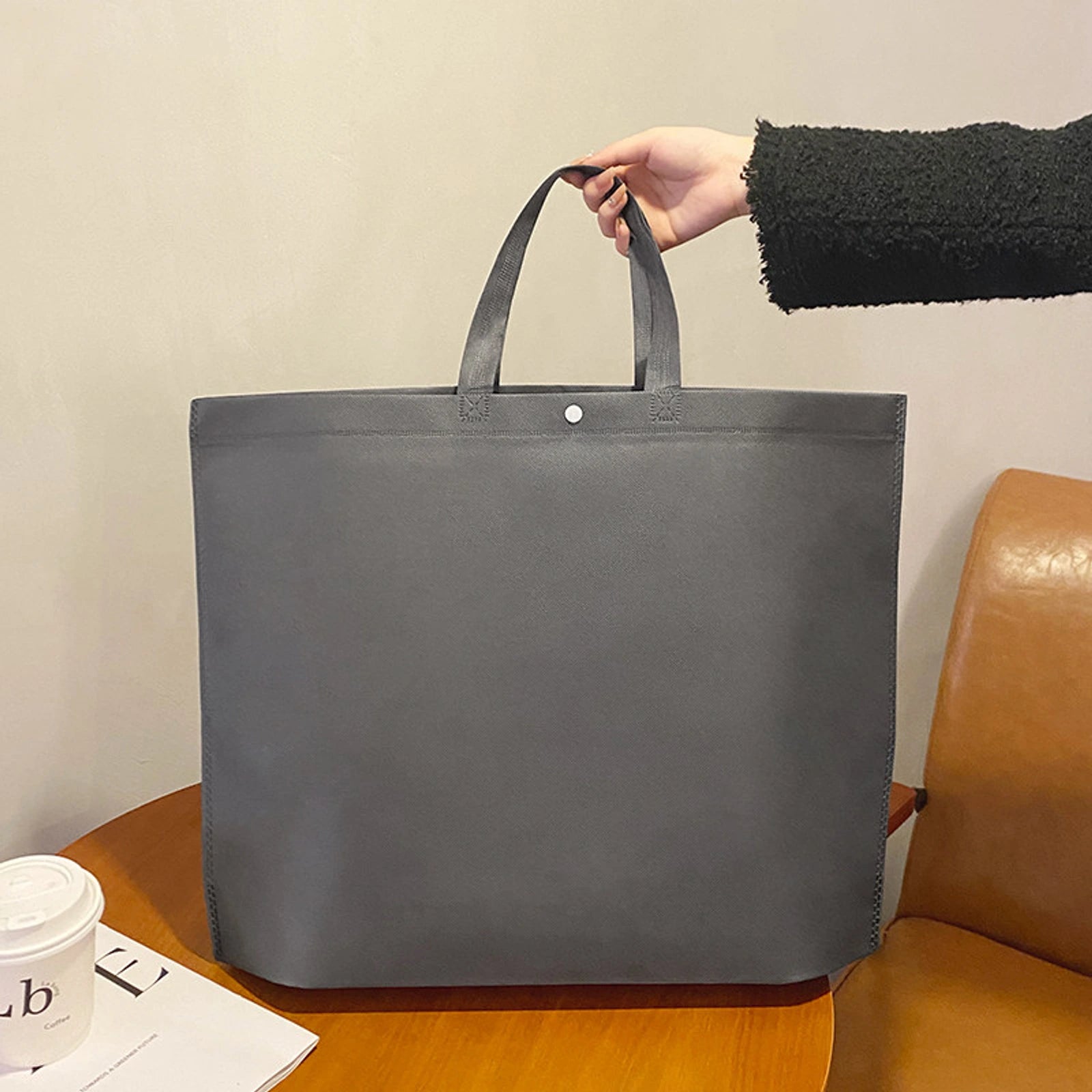 Boutique Non-Woven Garment Packaging Bags — 13 Styles — Gray Plain Tote