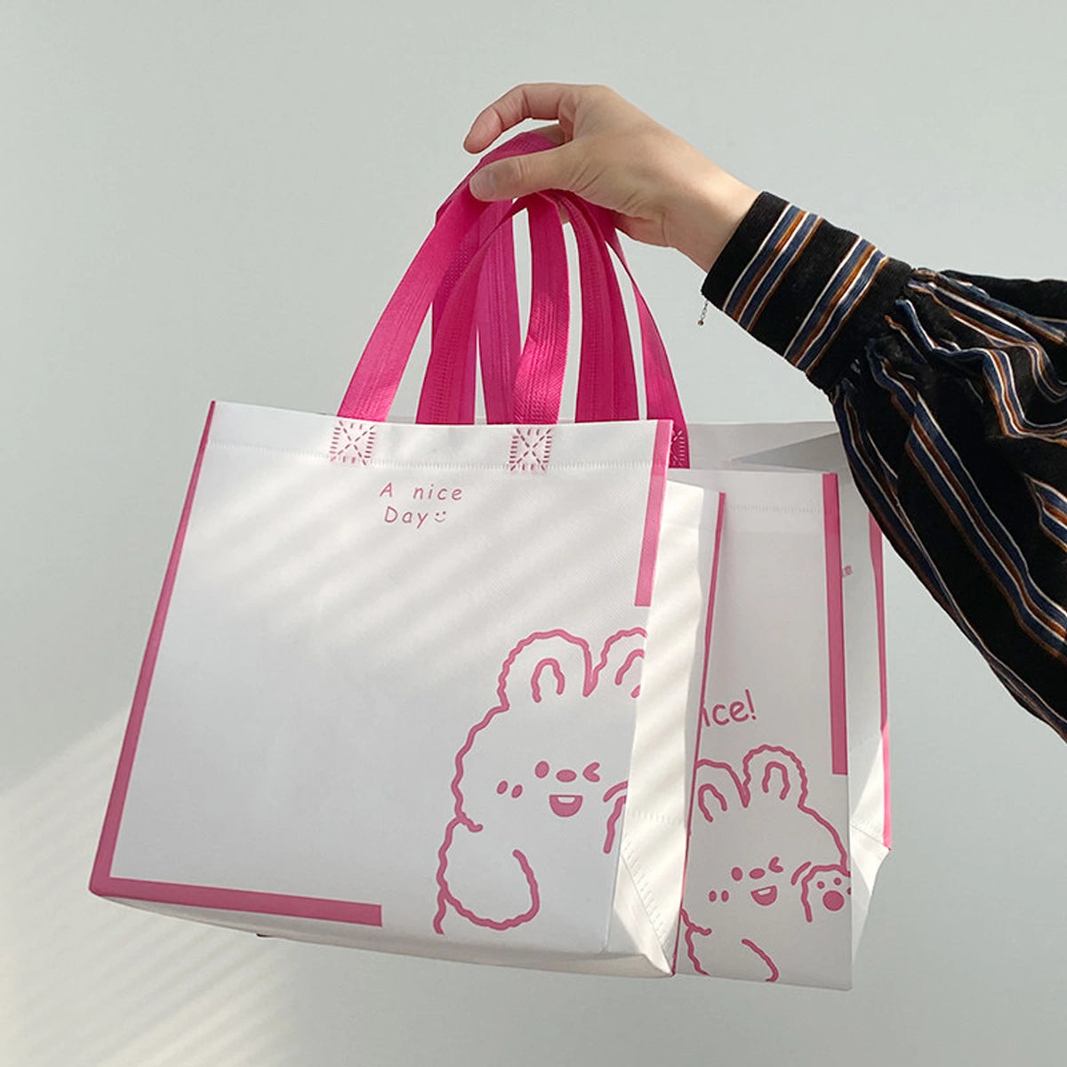 Bolsas de embalaje de ropa no tejida boutique - 3 estilos - Lucky Rabbit Estampado