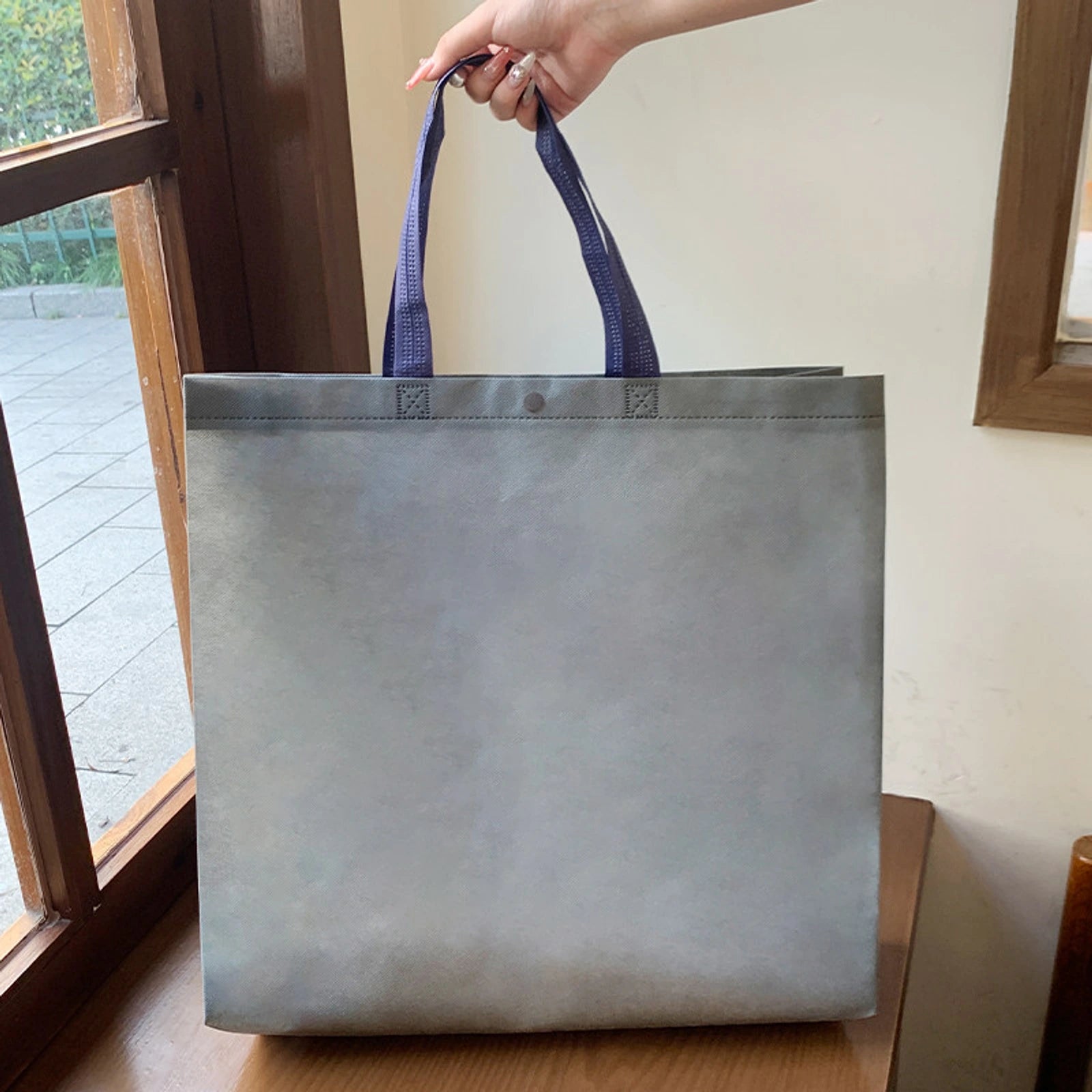 Boutique Non-Woven Garment Packaging Bags — 4 Styles — Gray Snap — Closure Shoulder Carry Plain