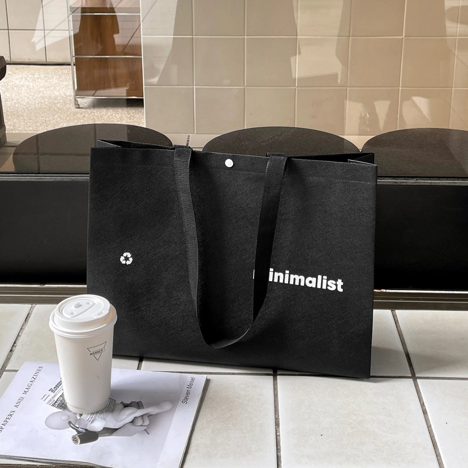 Boutique Non-Woven Tote Bags — 10 Styles — Blackmin Webbing Handles Tote
