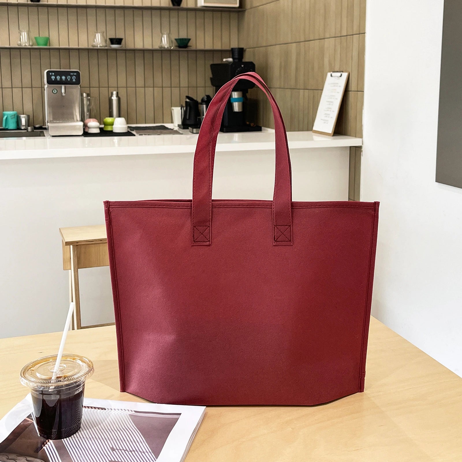 Boutique Non-Woven Tote Bags — 12 Styles — Ancora Red Plain Zipper Tote